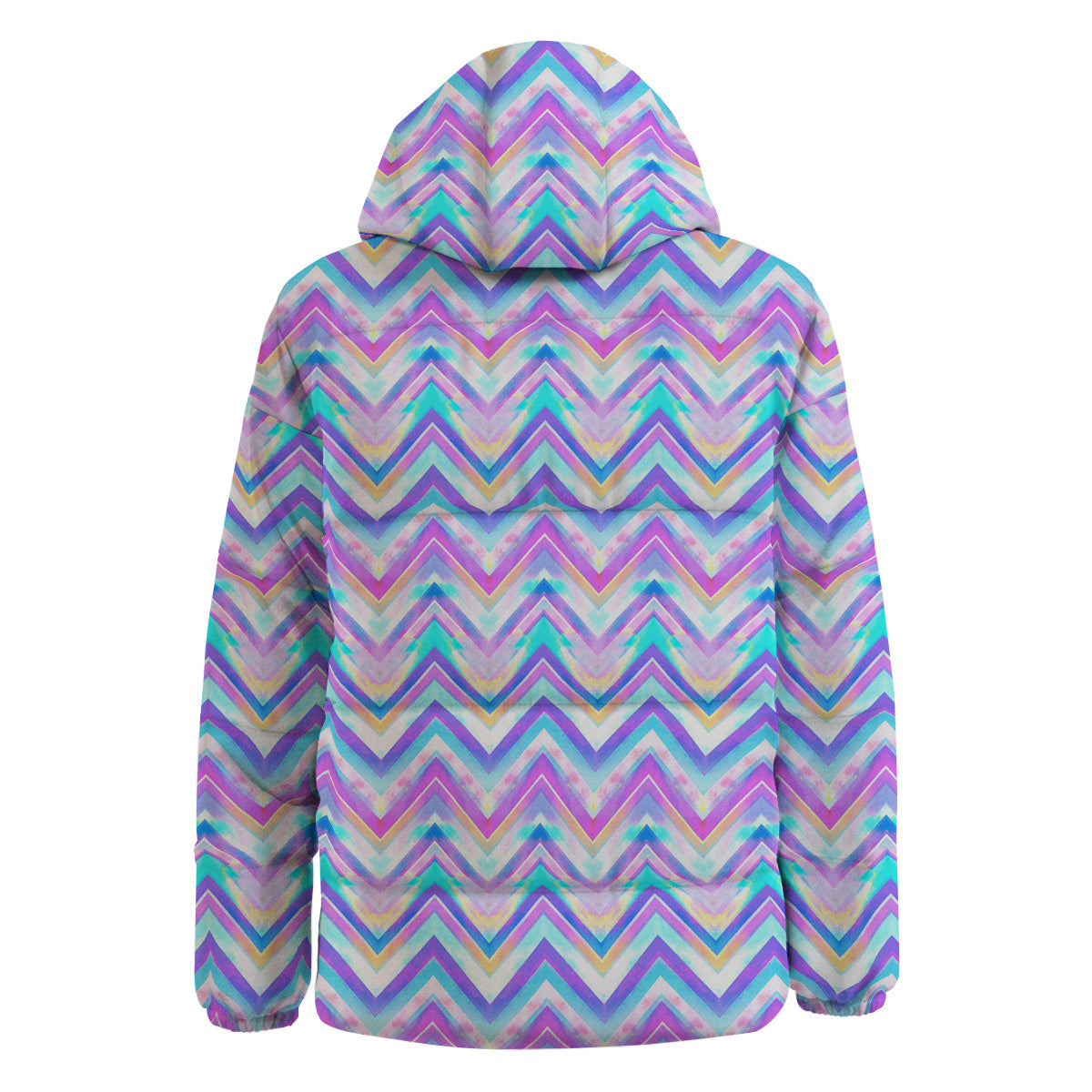 Watercolor Zig Zag Ornament Print Pattern Down Jacket-grizzshop