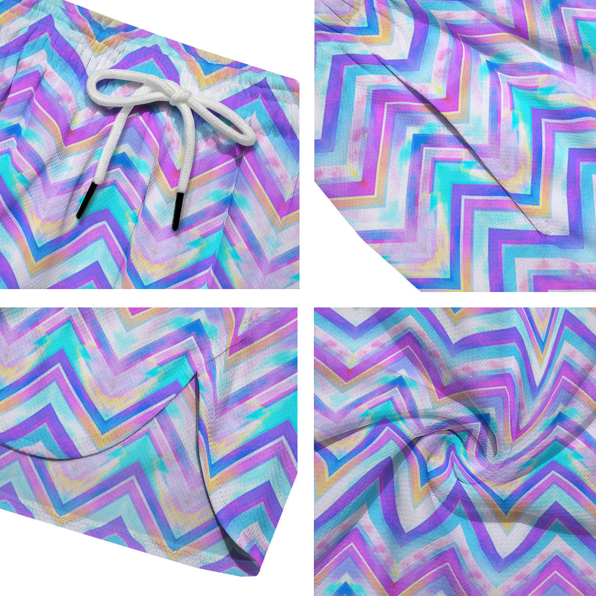Watercolor Zig Zag Ornament Print Pattern Men's Running Shorts-grizzshop