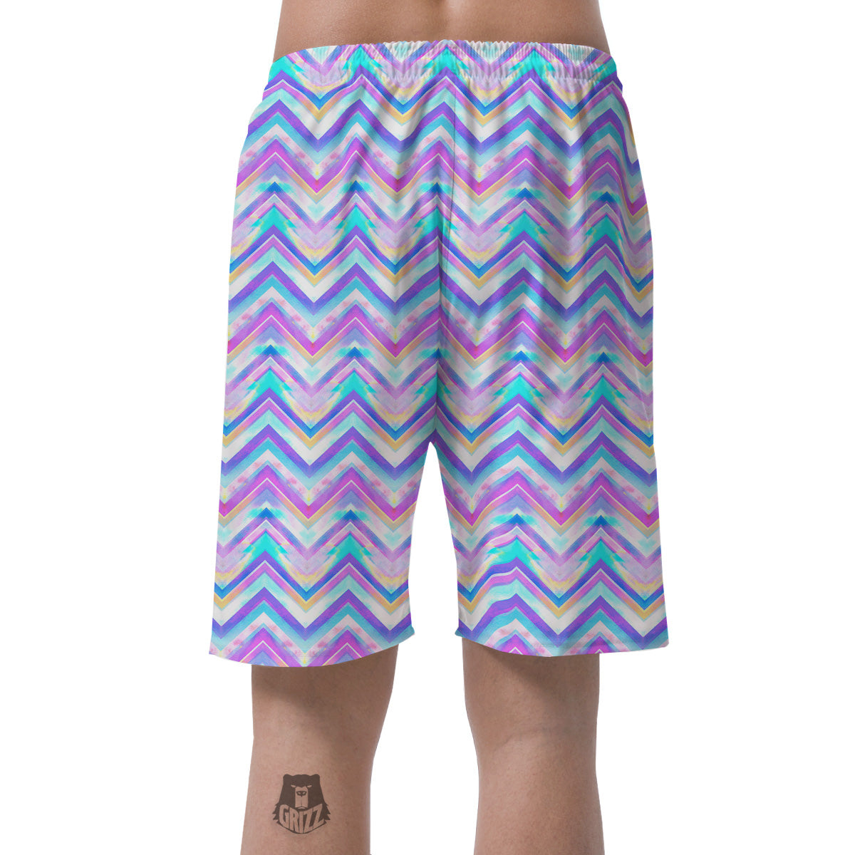 Watercolor Zig Zag Ornament Print Pattern Men's Shorts-grizzshop
