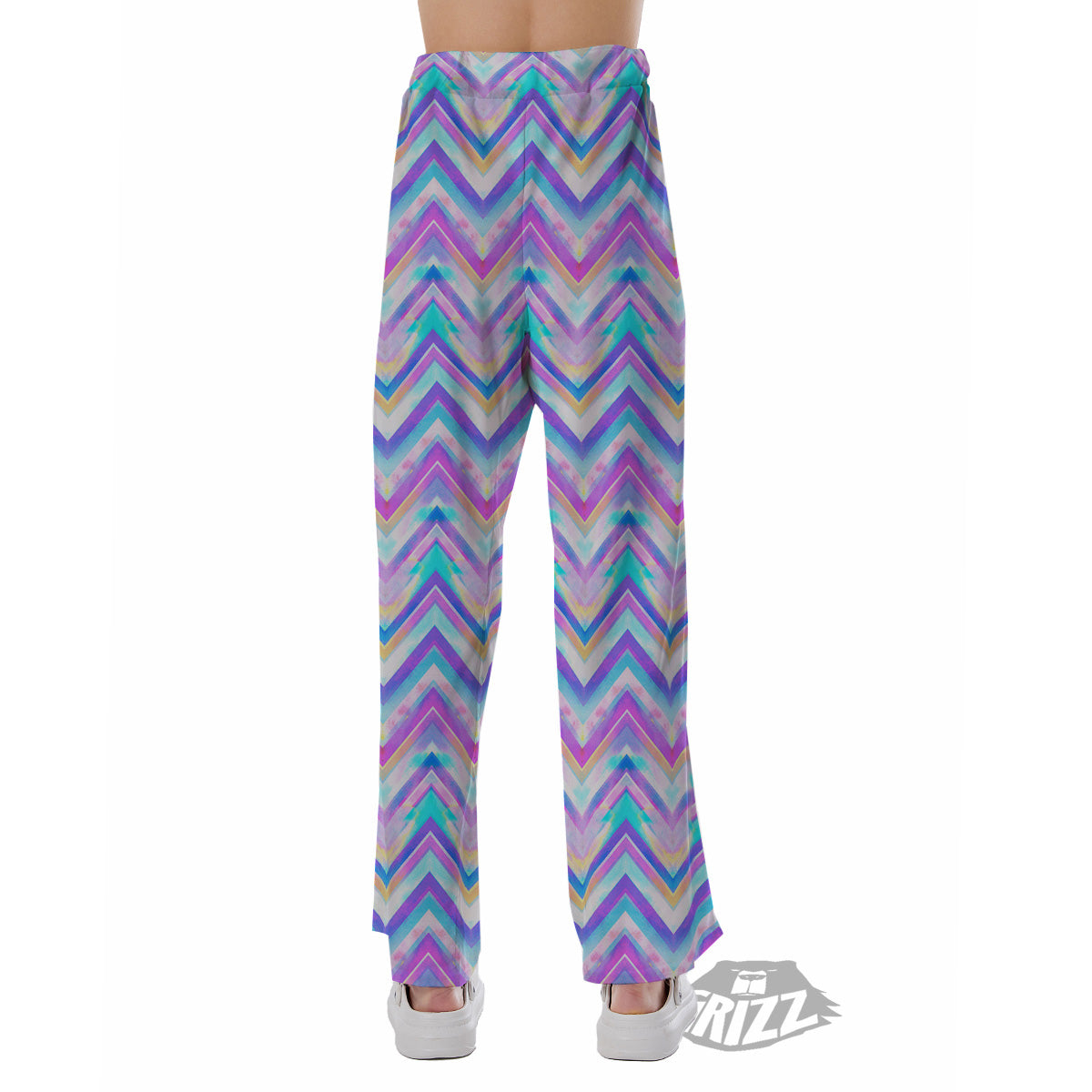 Watercolor Zig Zag Ornament Print Pattern Pajama Pants-grizzshop
