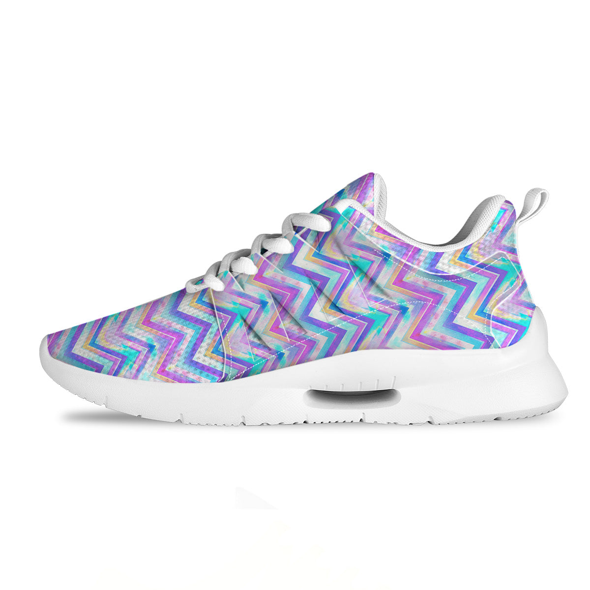 Watercolor Zig Zag Ornament Print Pattern Tennis Shoes-grizzshop
