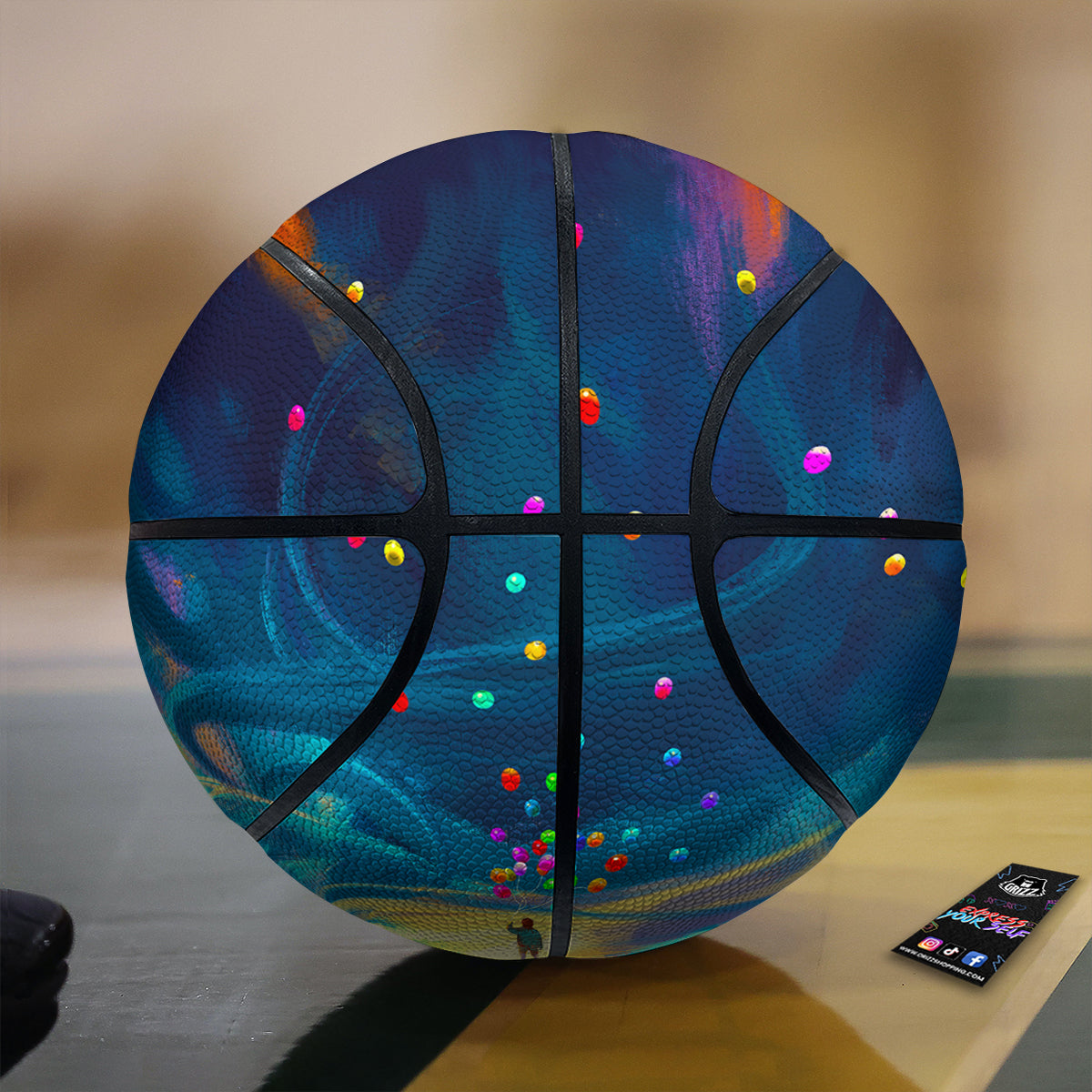 Watercolor Balloons And Storm Print Basketball