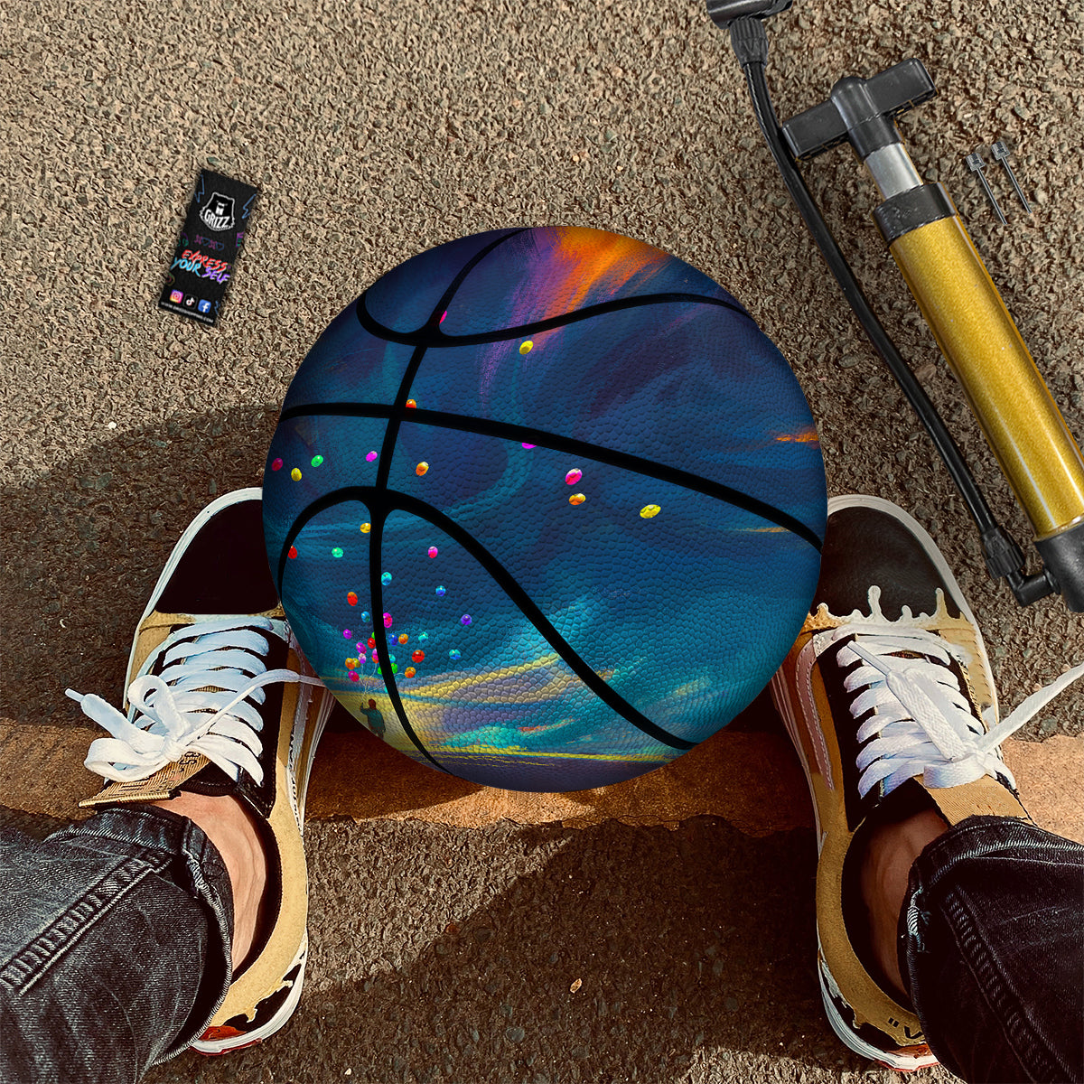 Watercolor Balloons And Storm Print Basketball