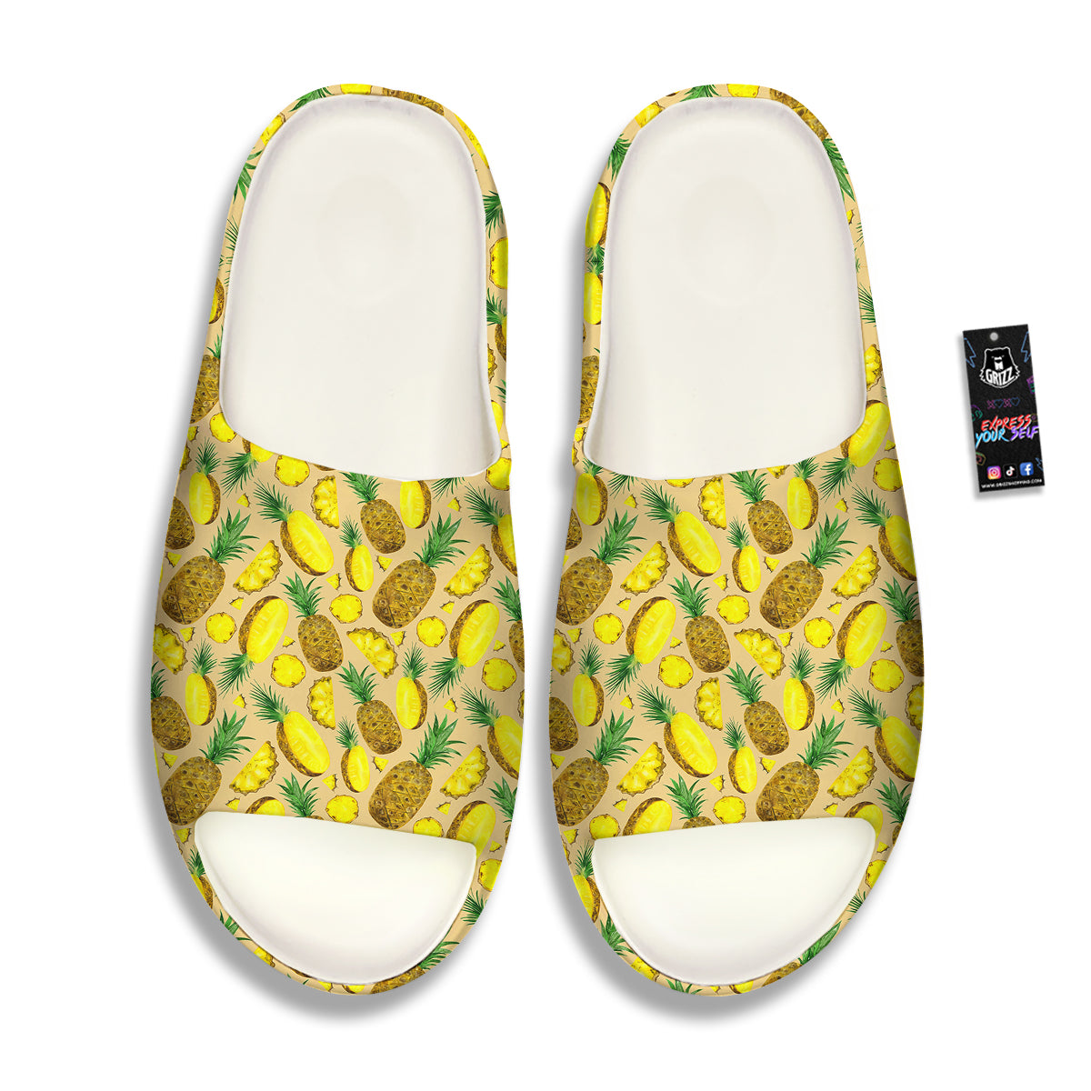 Watercolor Pineapple Beige Print Pattern Sandals-grizzshop