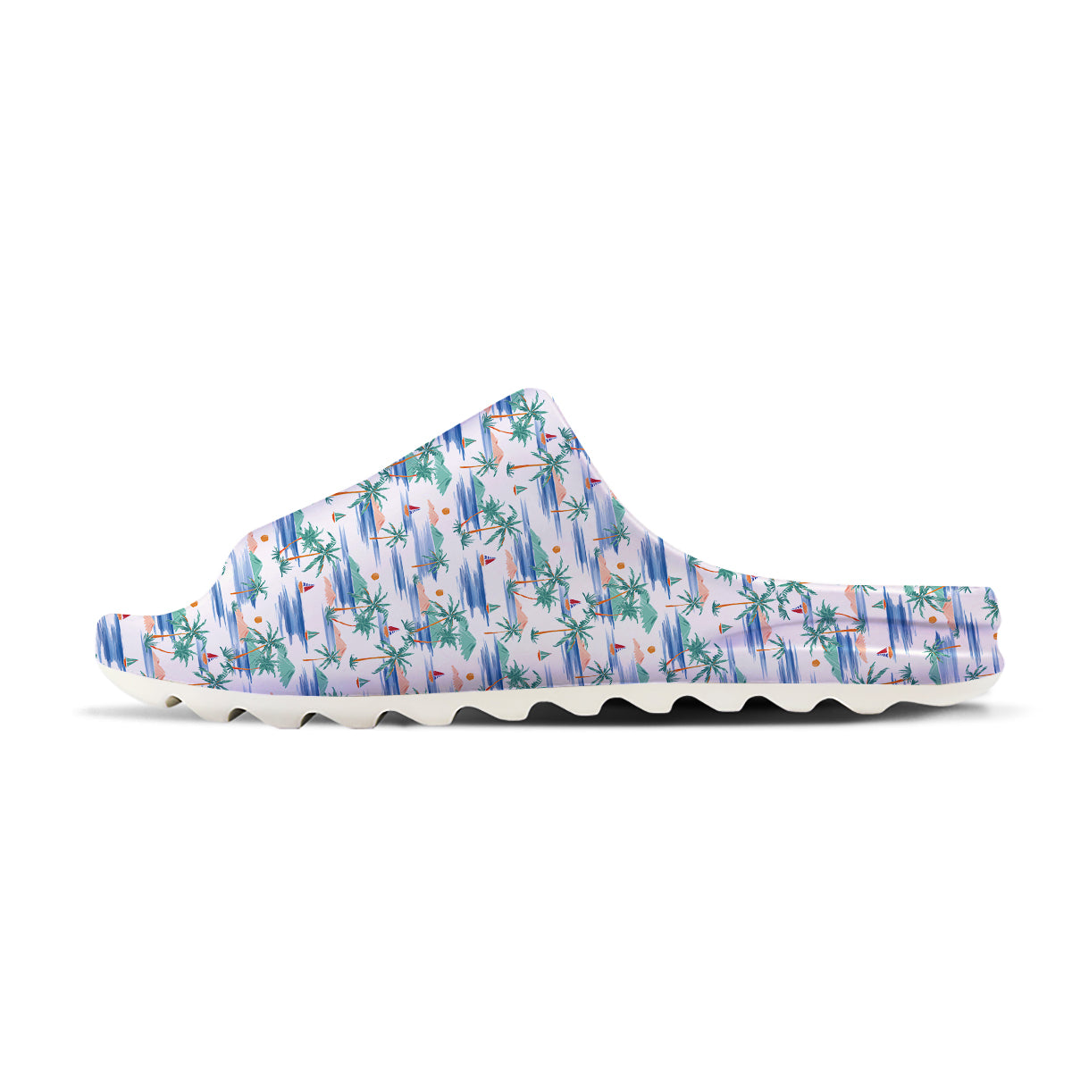 Watercolor Summer Island Palm Tree Print Pattern Sandals-grizzshop