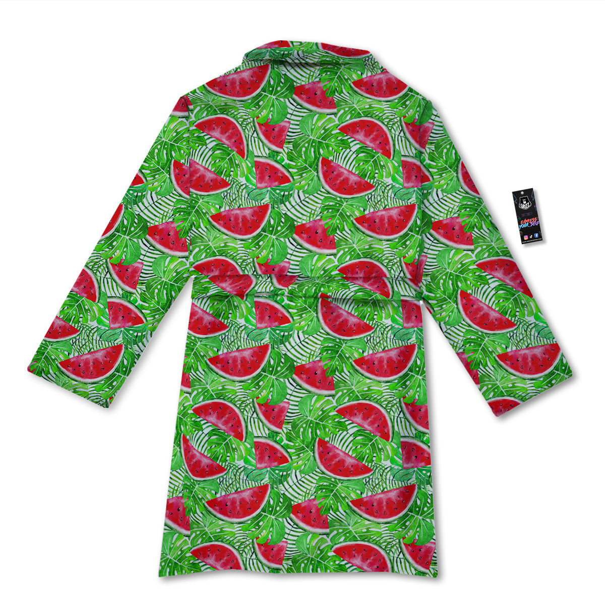 Watermelon Aloha Tropical Print Pattern Bathrobe-grizzshop