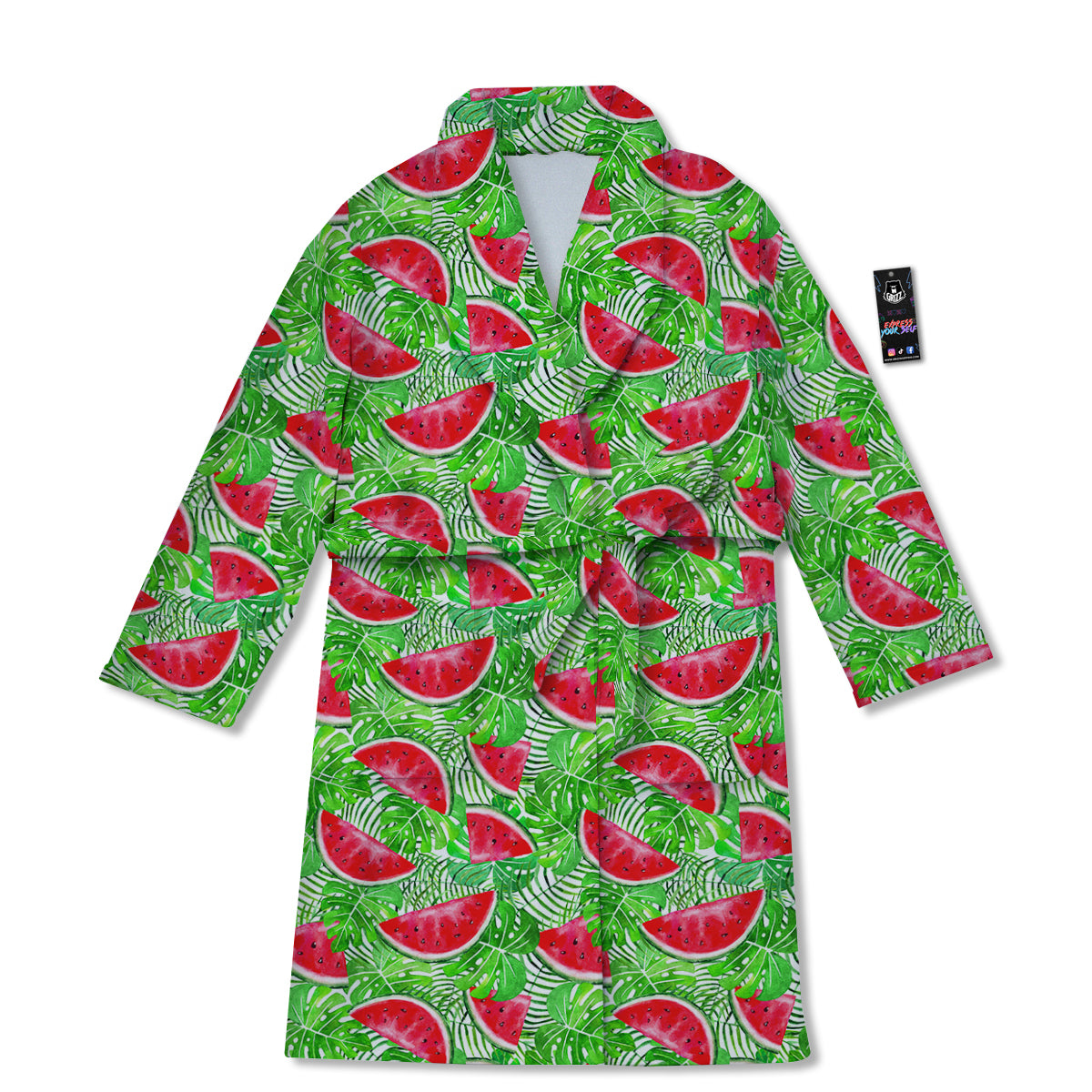 Watermelon Aloha Tropical Print Pattern Bathrobe-grizzshop