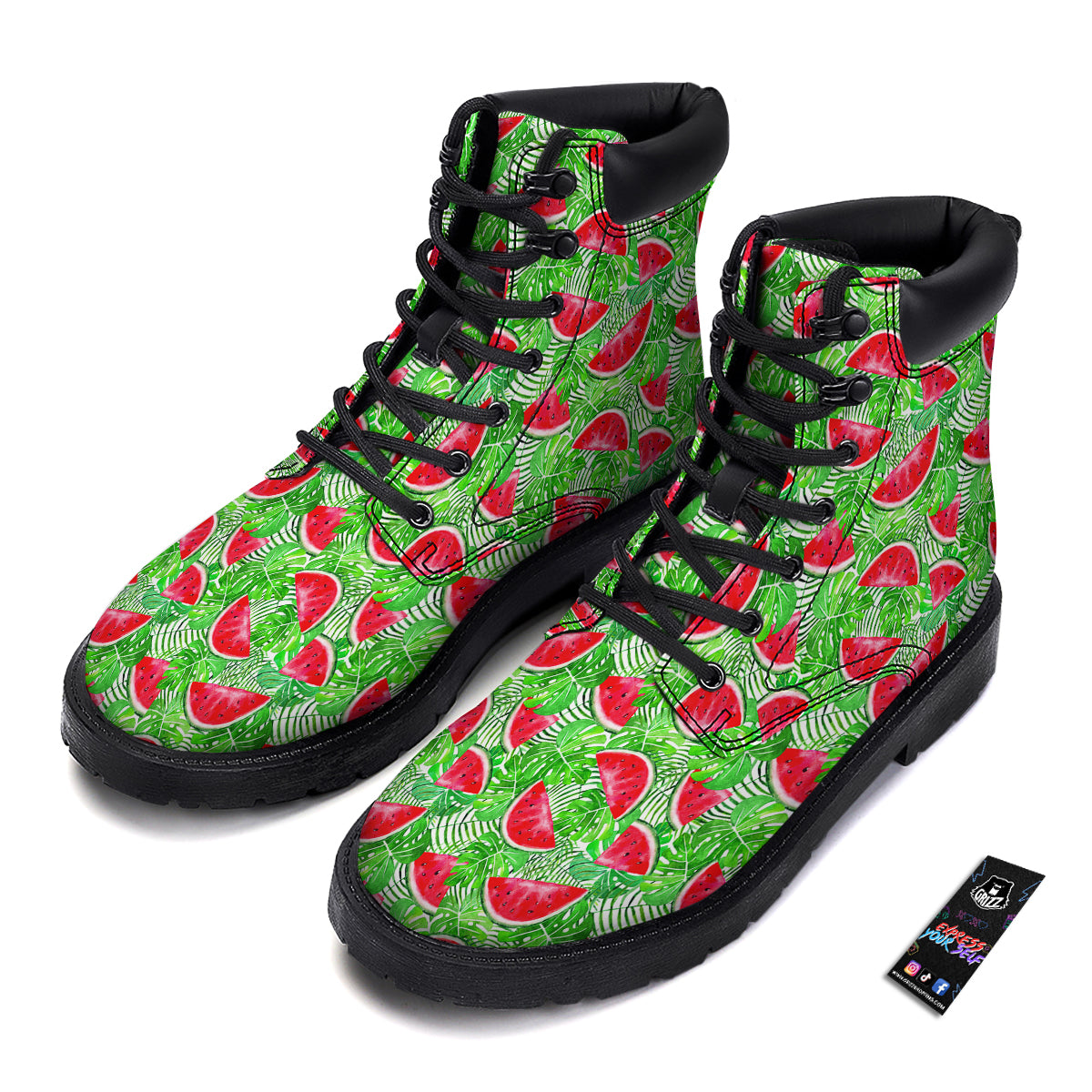 Watermelon Aloha Tropical Print Pattern Boots-grizzshop