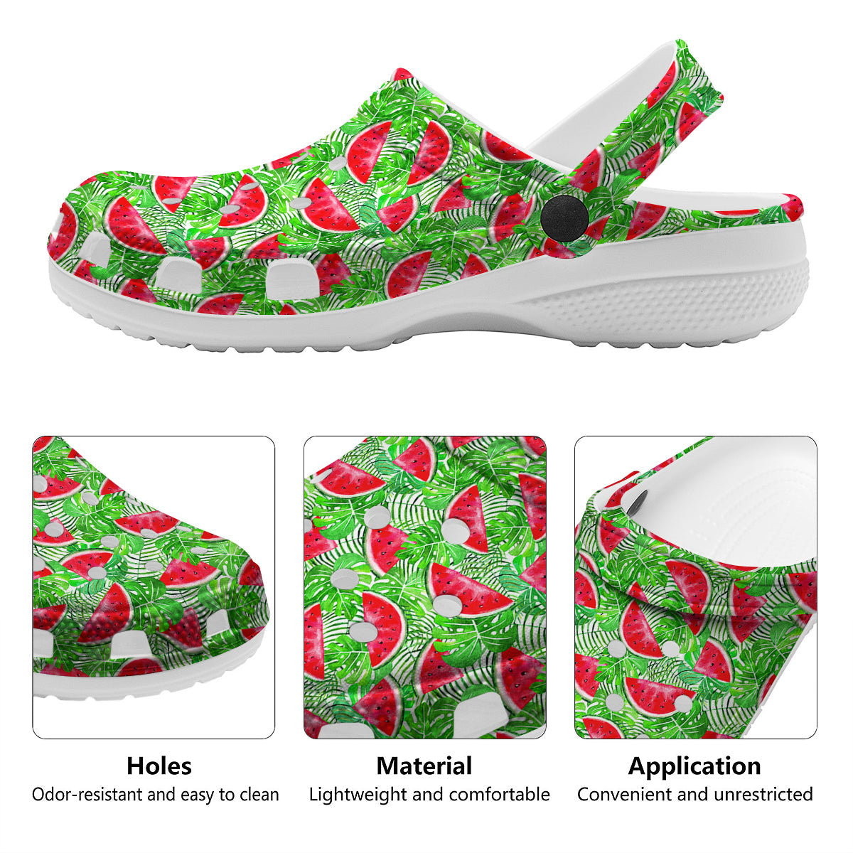 Watermelon Aloha Tropical Print Pattern Clog-grizzshop