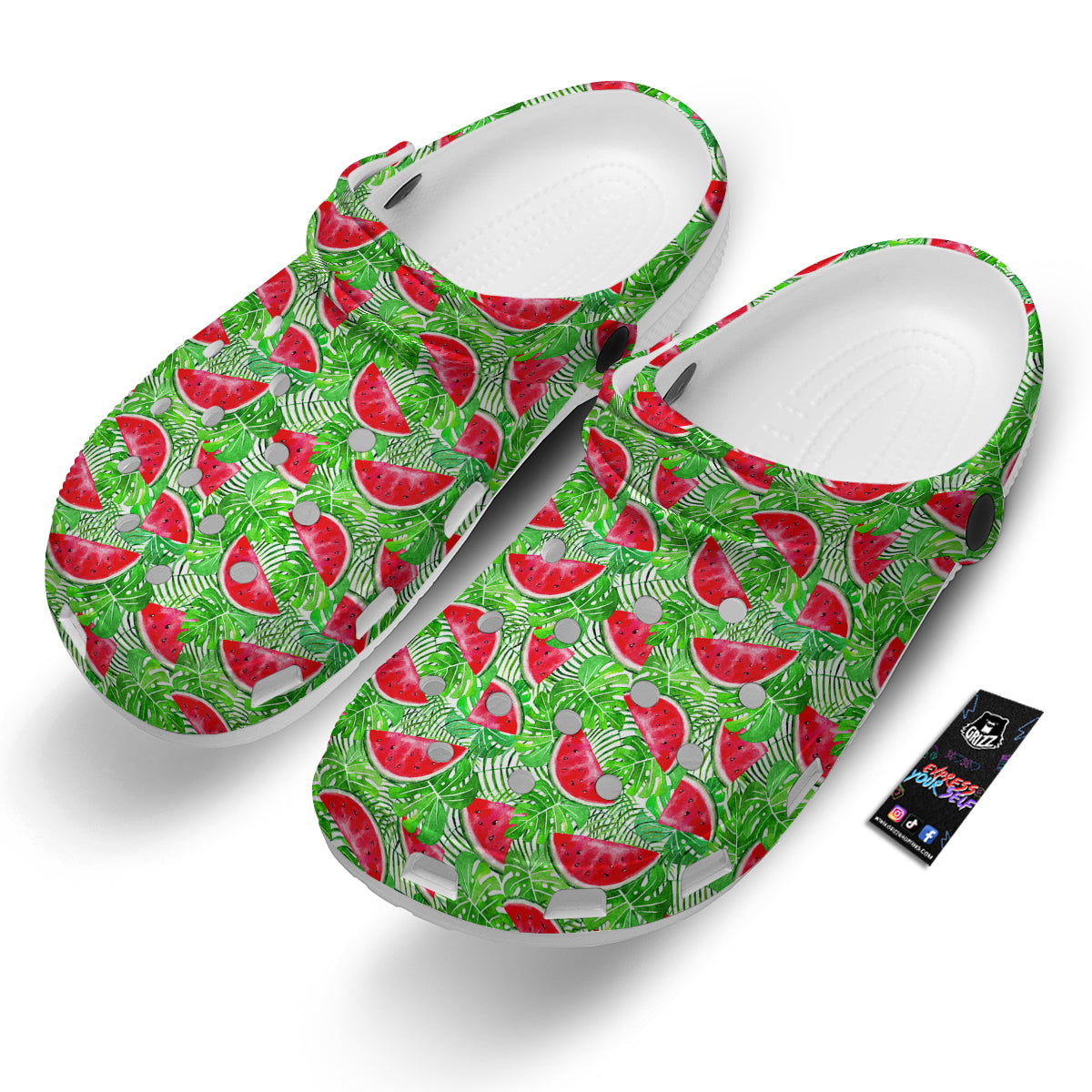 Watermelon Aloha Tropical Print Pattern Clog-grizzshop