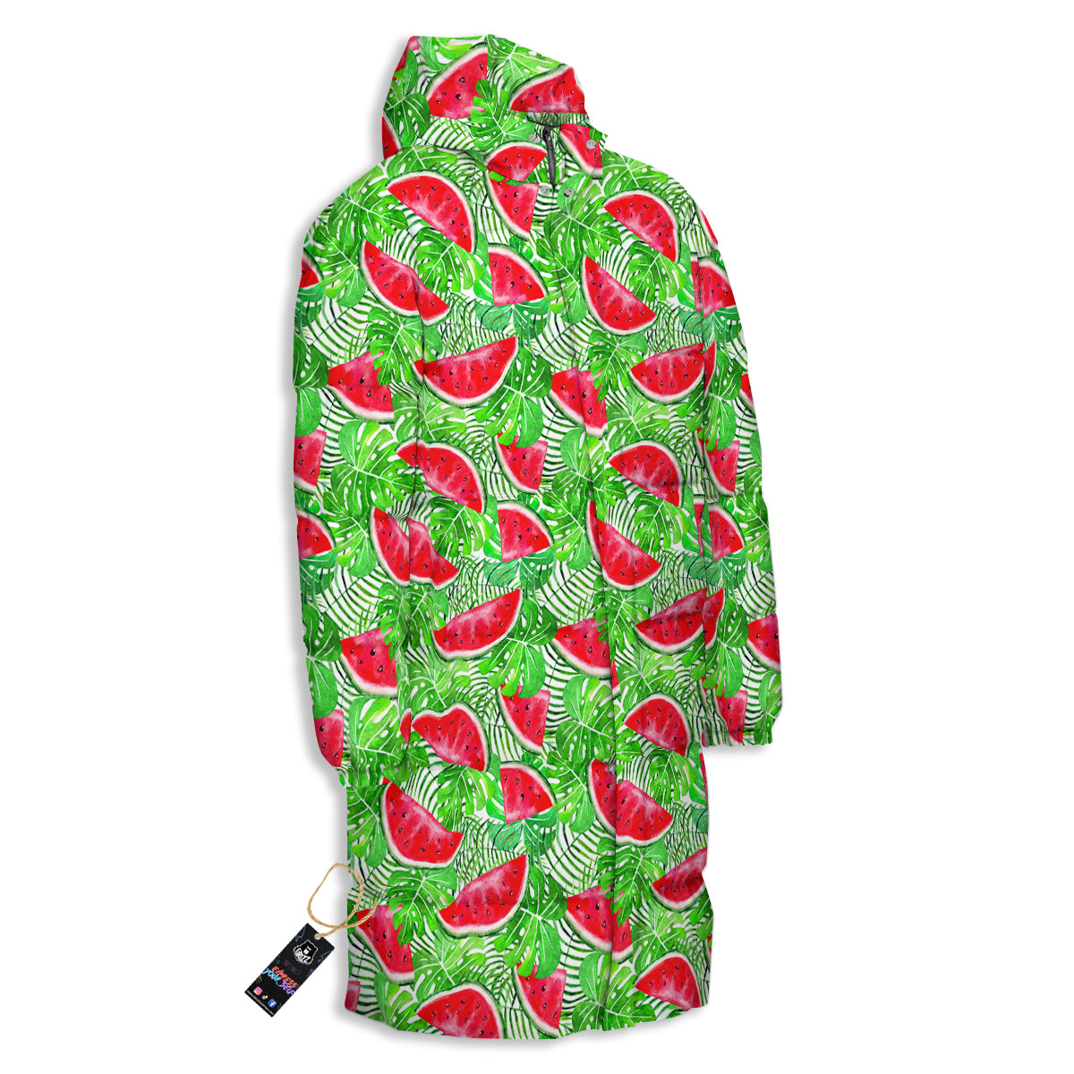 Watermelon Aloha Tropical Print Pattern Long Down Jacket-grizzshop