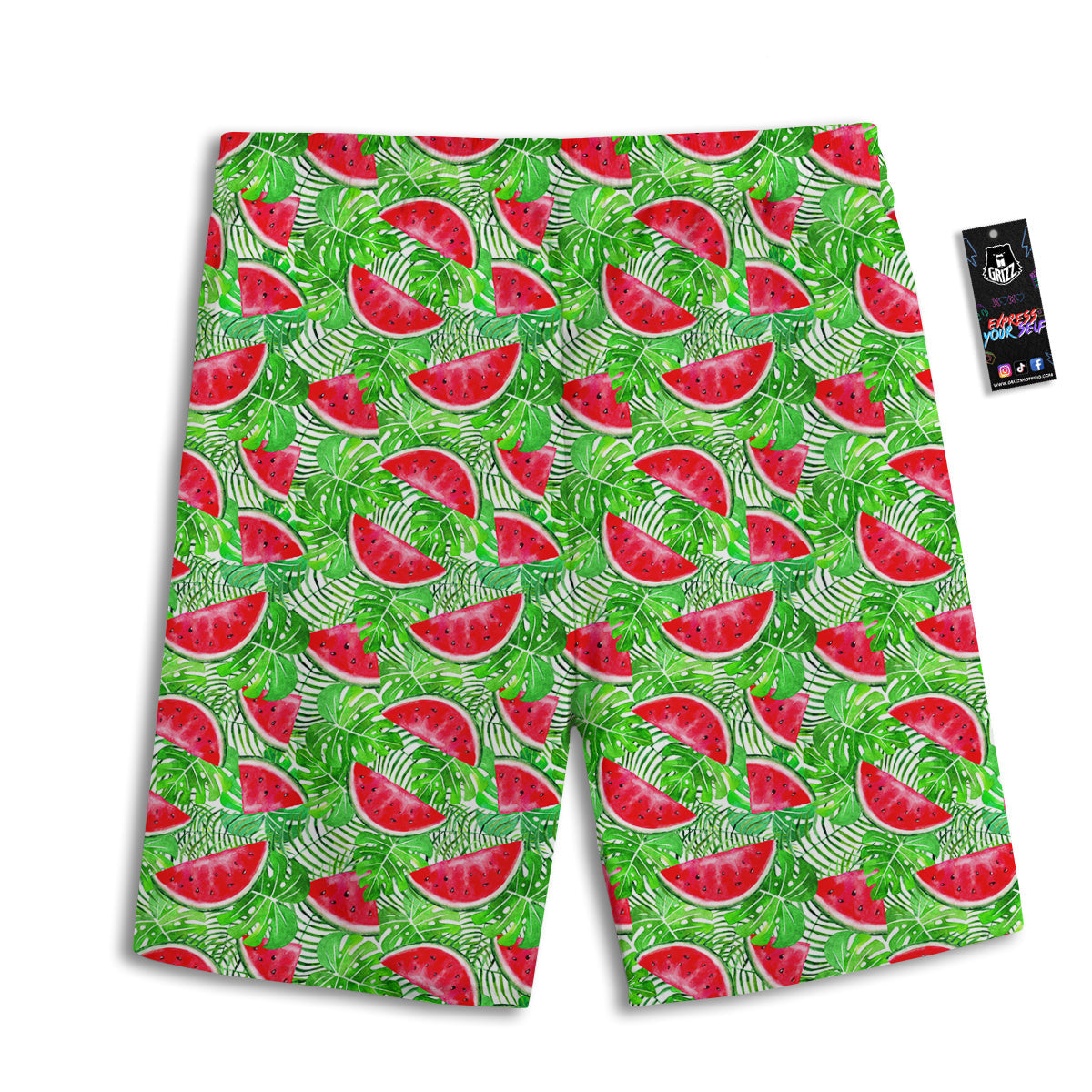 Watermelon Aloha Tropical Print Pattern Men's Athletic Shorts-grizzshop