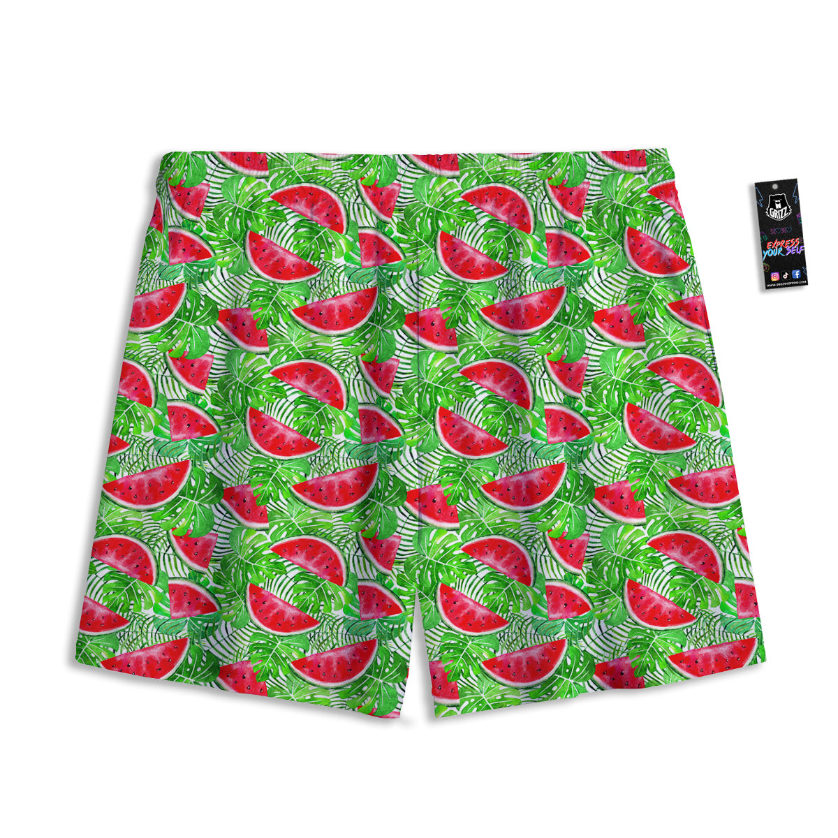 Watermelon Aloha Tropical Print Pattern Mesh Shorts-grizzshop
