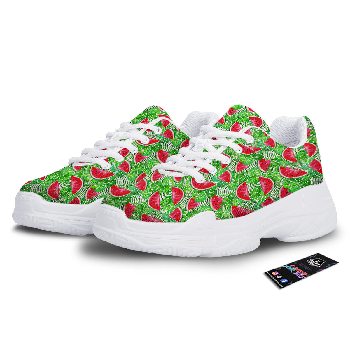 Watermelon Aloha Tropical Print Pattern White Chunky Shoes-grizzshop