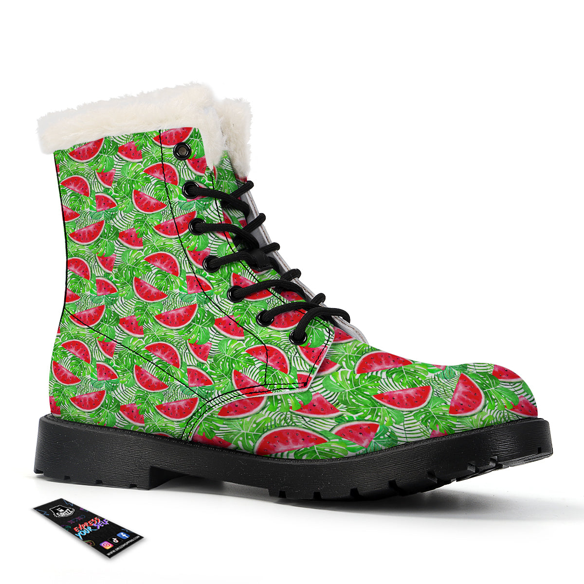Watermelon Aloha Tropical Print Pattern Winter Boots-grizzshop