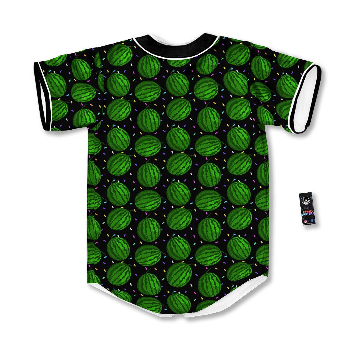 Watermelon Black Cute Print Pattern Baseball Jersey-grizzshop