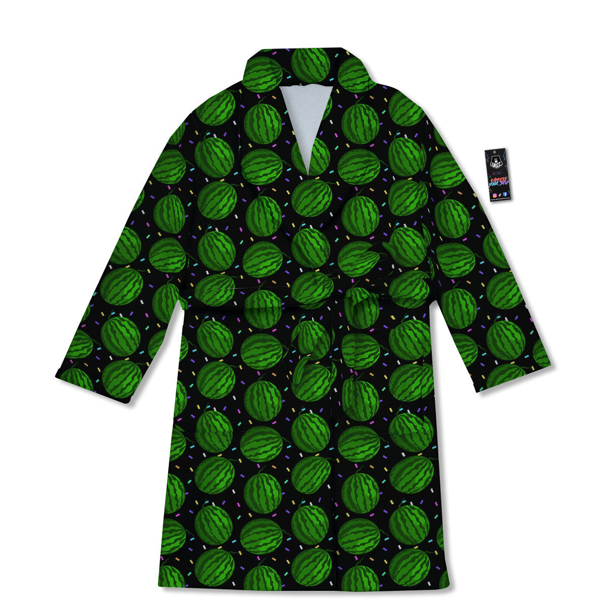 Watermelon Black Cute Print Pattern Bathrobe-grizzshop