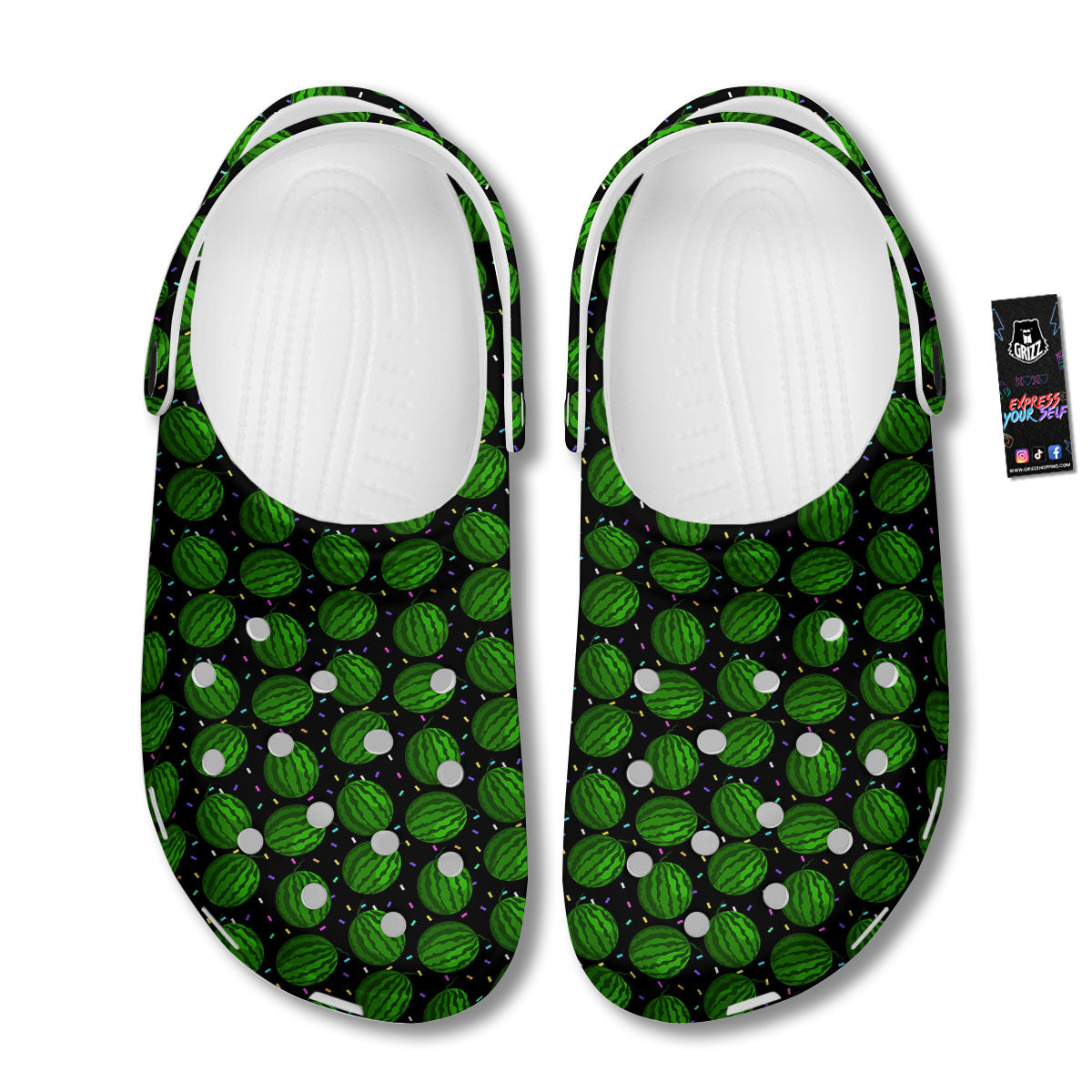 Watermelon Black Cute Print Pattern Clog-grizzshop