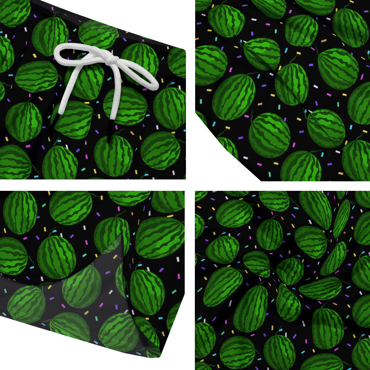 Watermelon Black Cute Print Pattern Men's Running Shorts-grizzshop