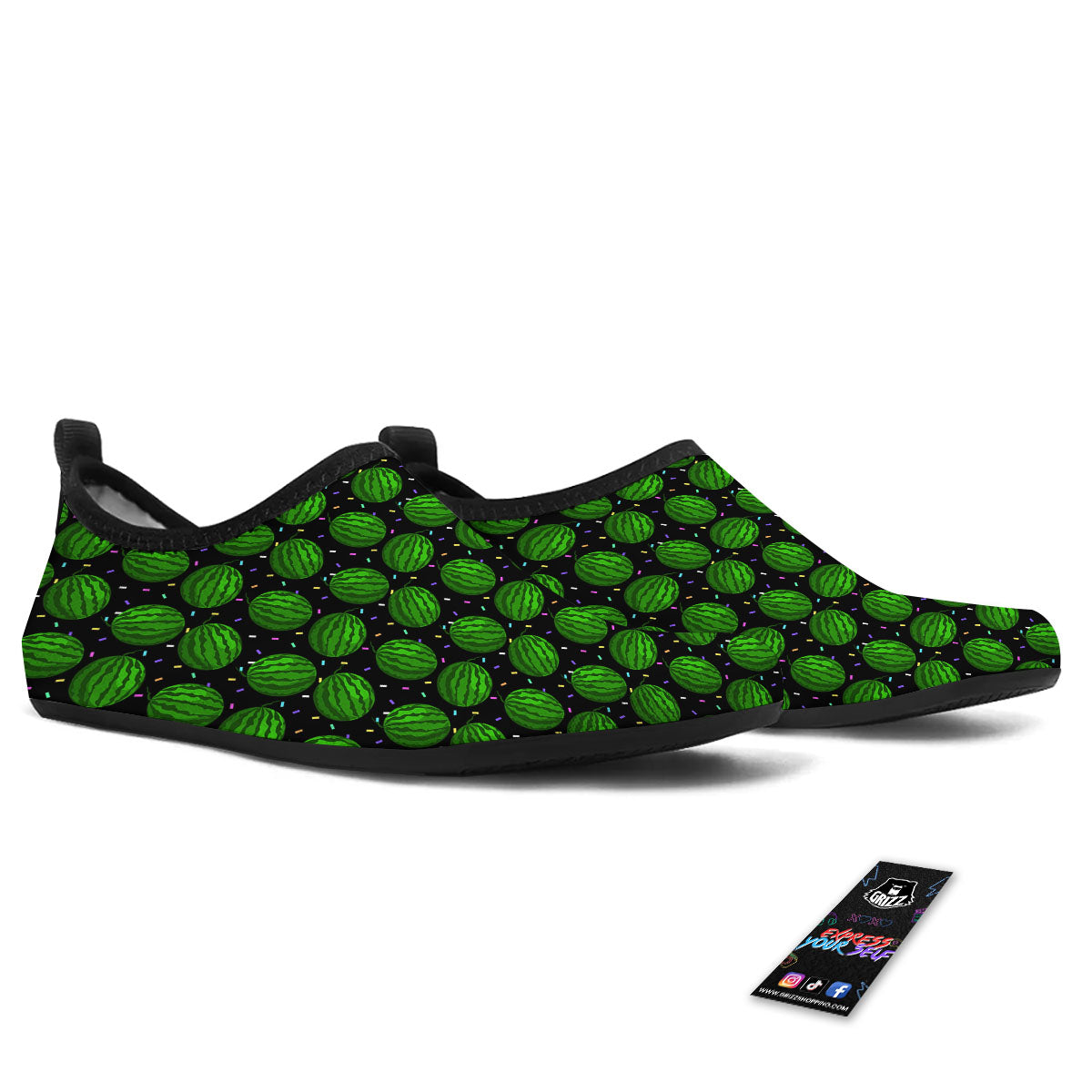 Watermelon Black Cute Print Pattern Water Shoes-grizzshop