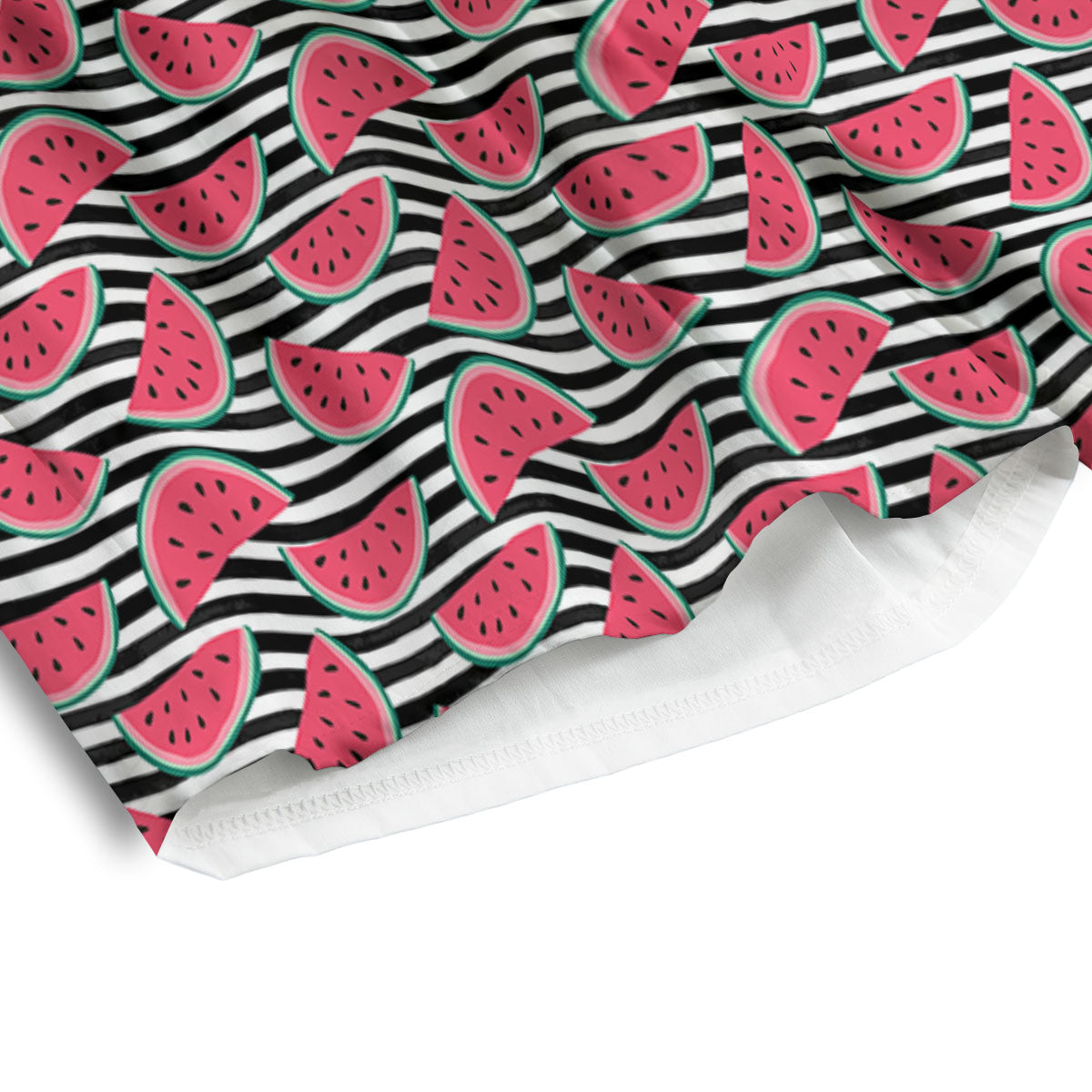Watermelon Black Striped Print Pattern Men's Athletic Shorts