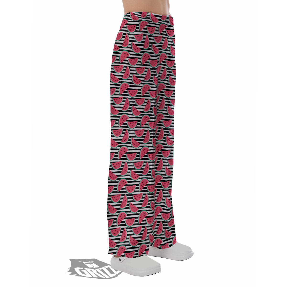 Watermelon Black Striped Print Pattern Pajama Pants-grizzshop