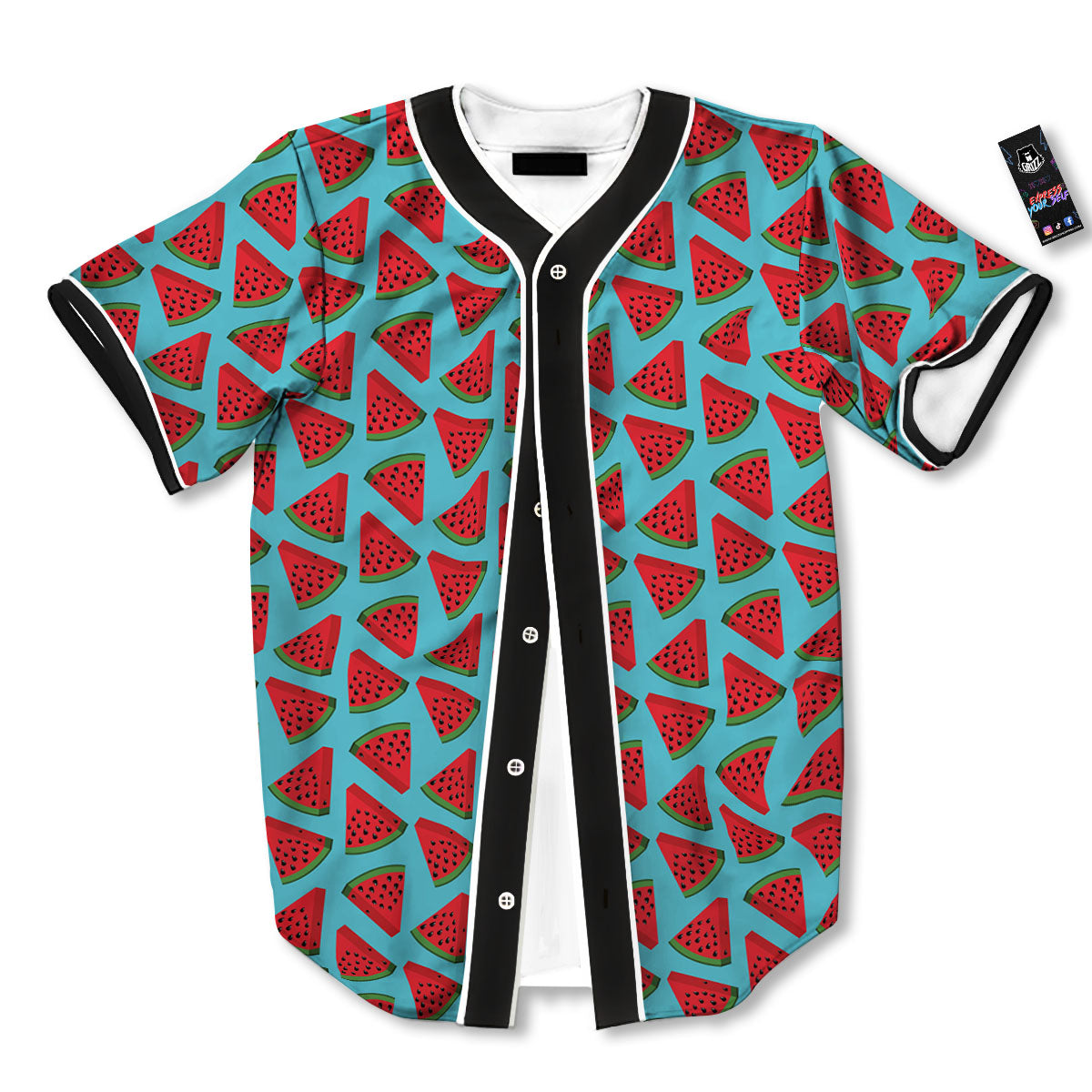 Watermelon Blue Cute Print Pattern Baseball Jersey-grizzshop