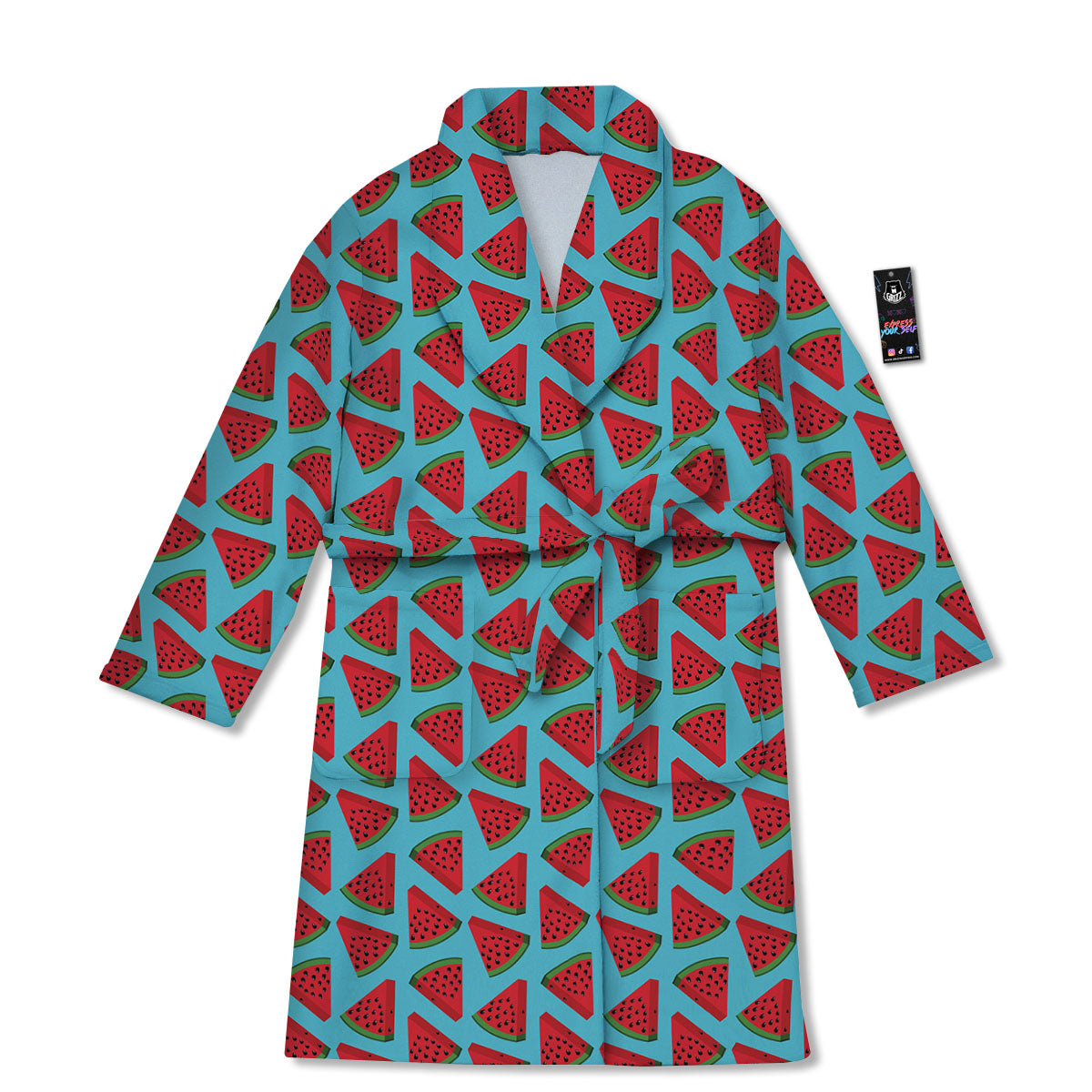 Watermelon Blue Cute Print Pattern Bathrobe-grizzshop