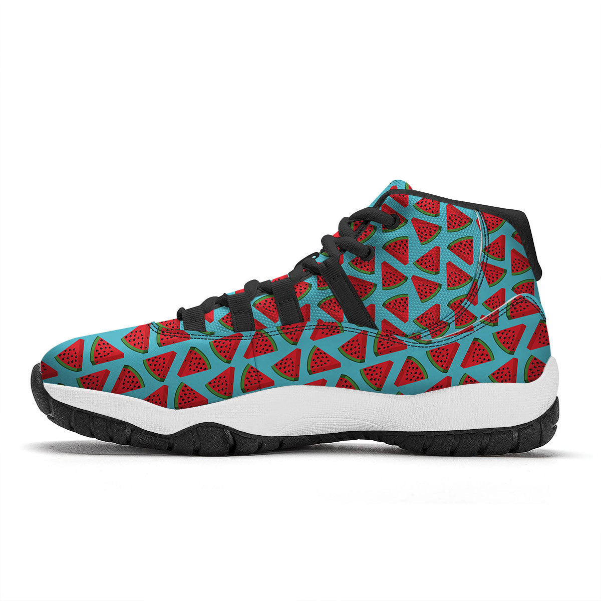 Watermelon Blue Cute Print Pattern Black Bball Shoes-grizzshop