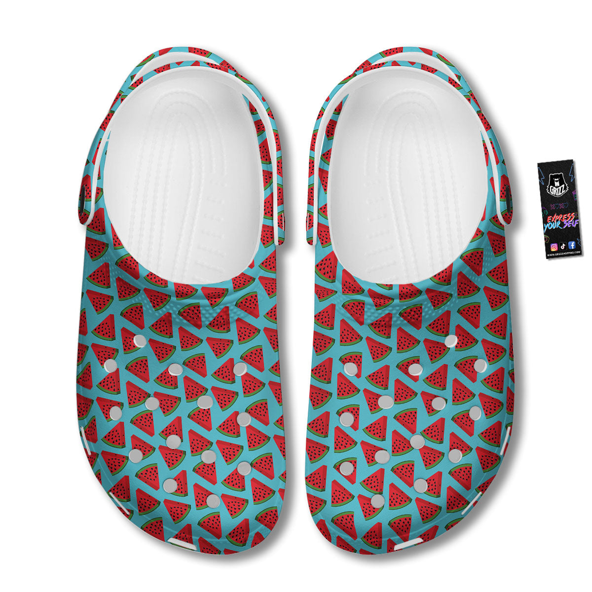 Watermelon Blue Cute Print Pattern Clog-grizzshop
