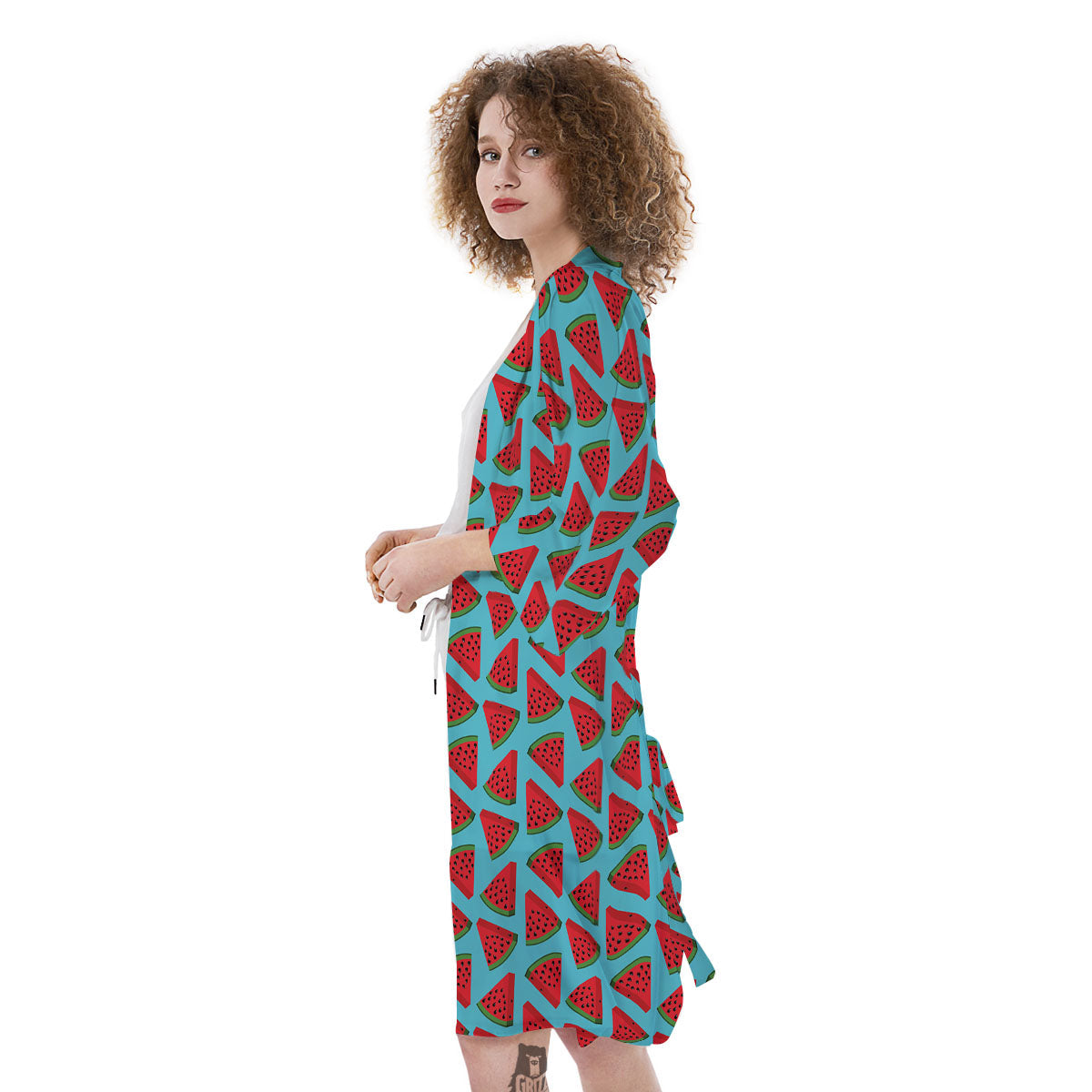 Watermelon Blue Cute Print Pattern Kimono-grizzshop