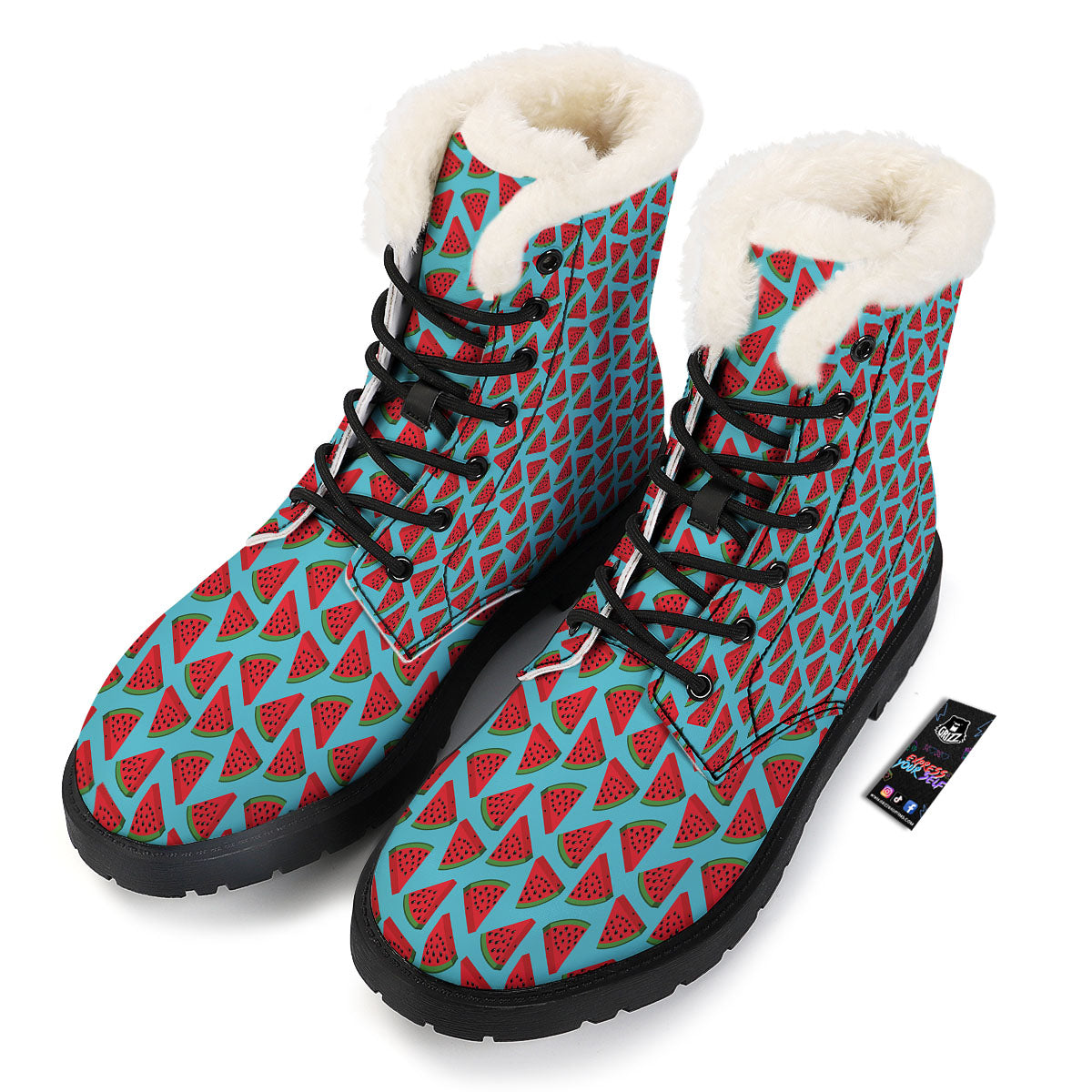 Watermelon Blue Cute Print Pattern Winter Boots-grizzshop