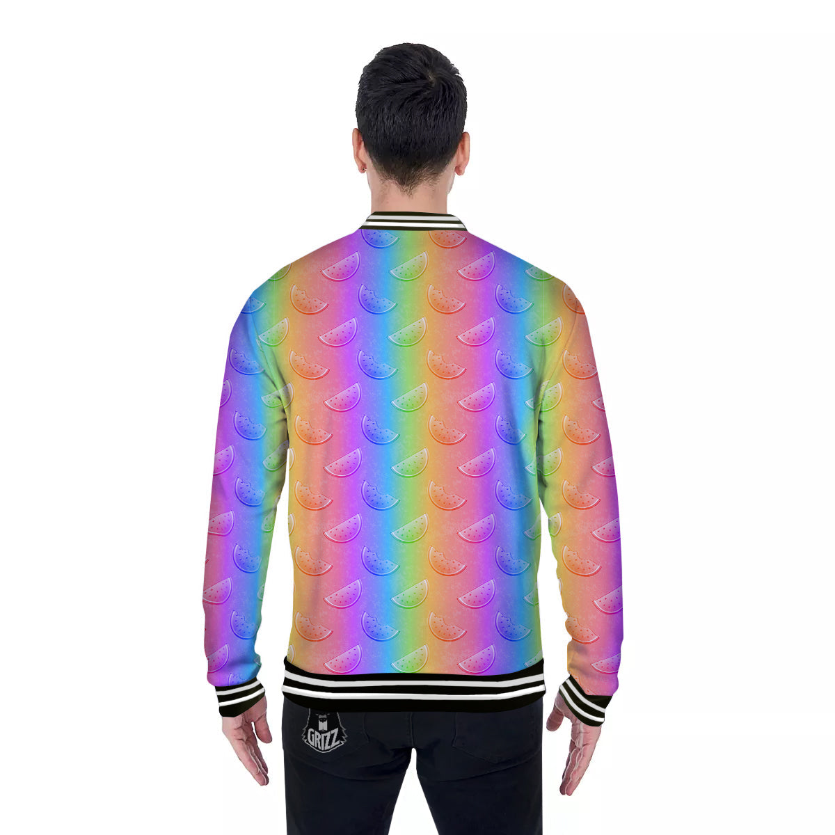 Watermelon Colorful Print Pattern Baseball Jacket-grizzshop