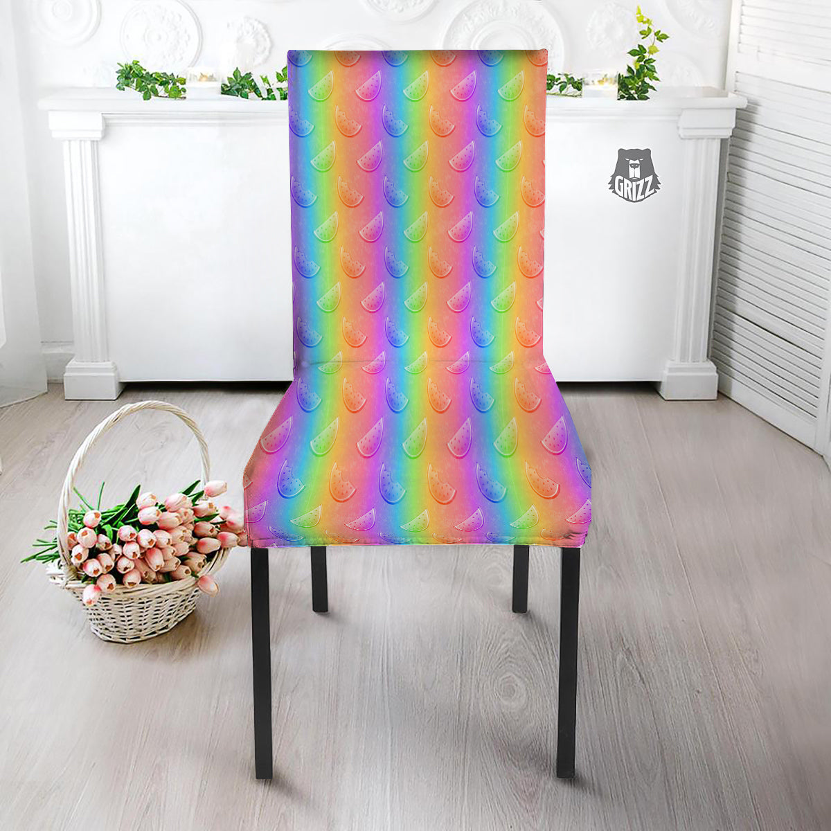 Watermelon Colorful Print Pattern Dining Chair Slipcover-grizzshop