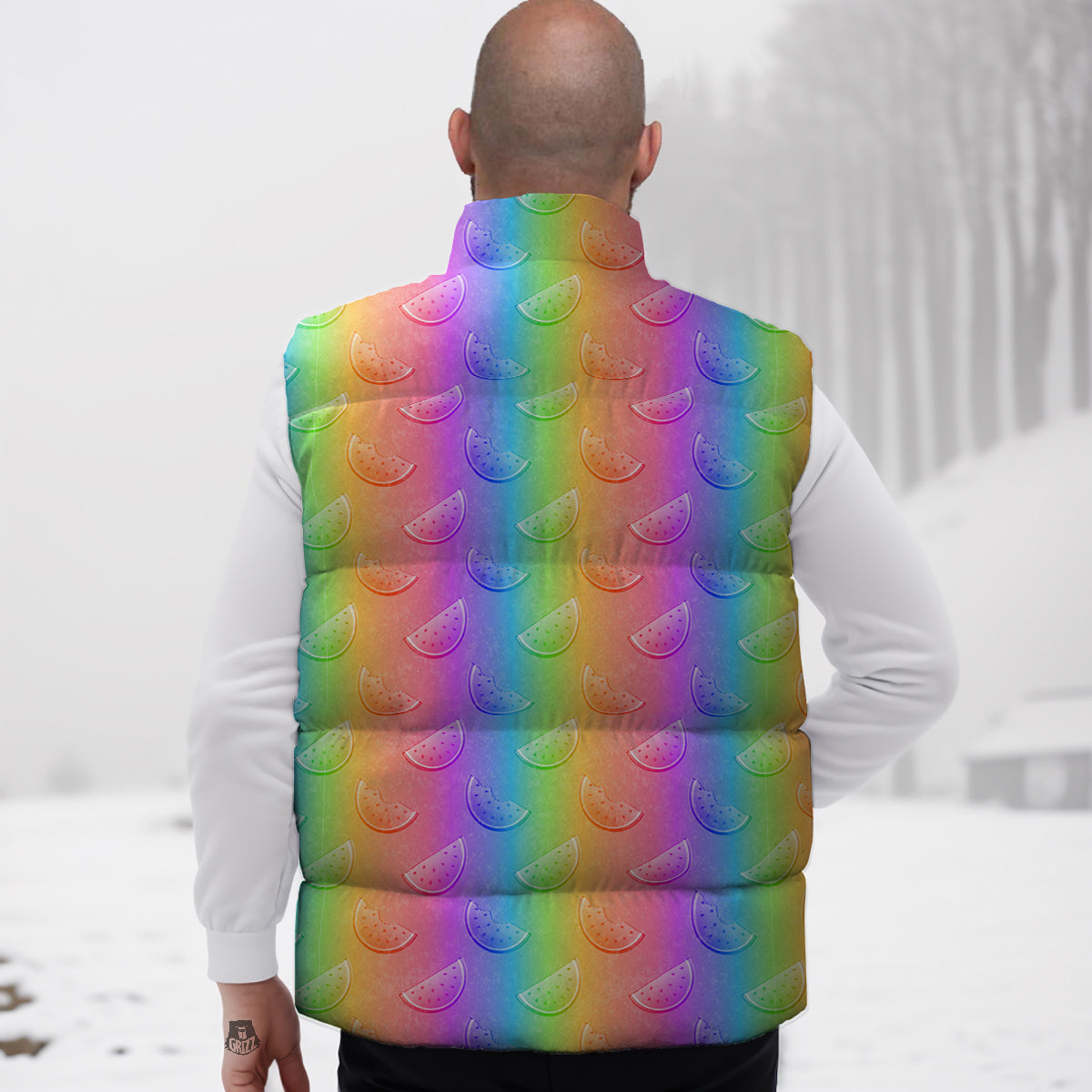 Watermelon Colorful Print Pattern Down Vest-grizzshop