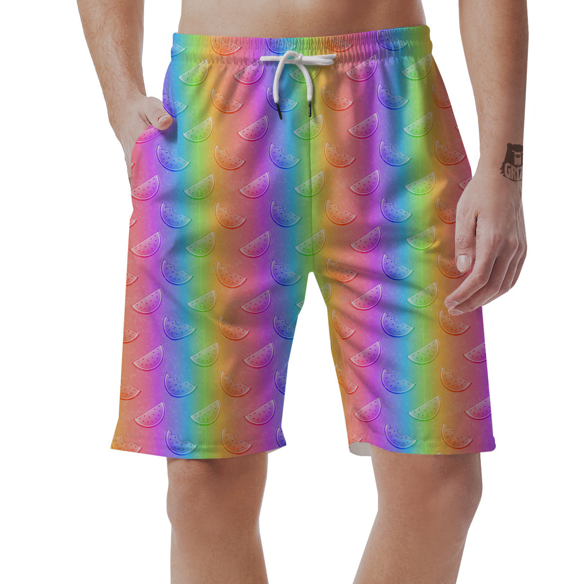 Watermelon Colorful Print Pattern Men's Shorts-grizzshop