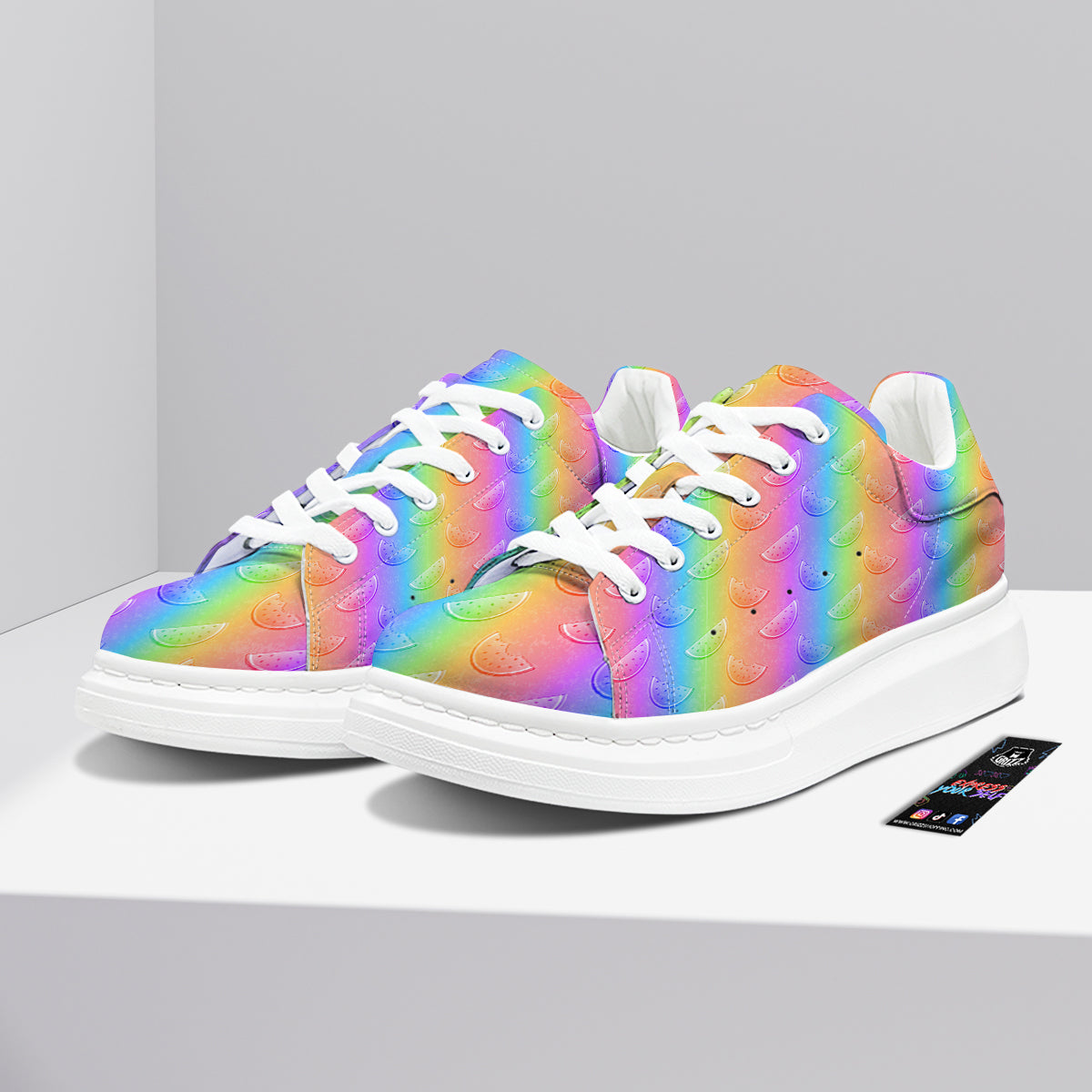 Watermelon Colorful Print Pattern Platform Shoes-grizzshop
