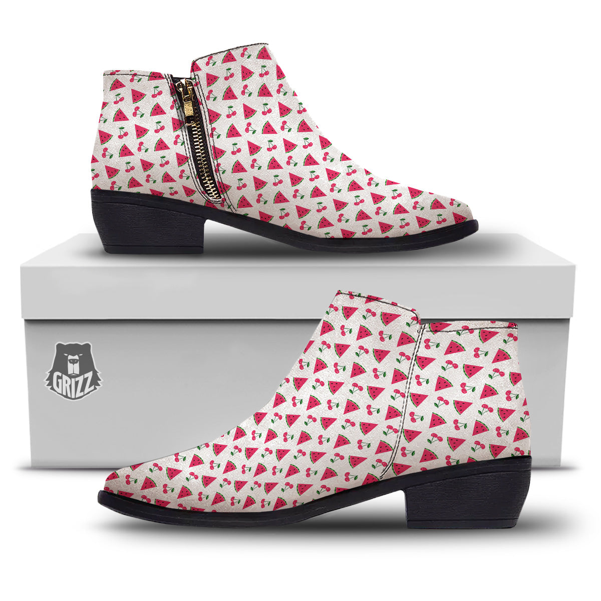 Watermelon Cute Berry Print Pattern Ankle Boots-grizzshop