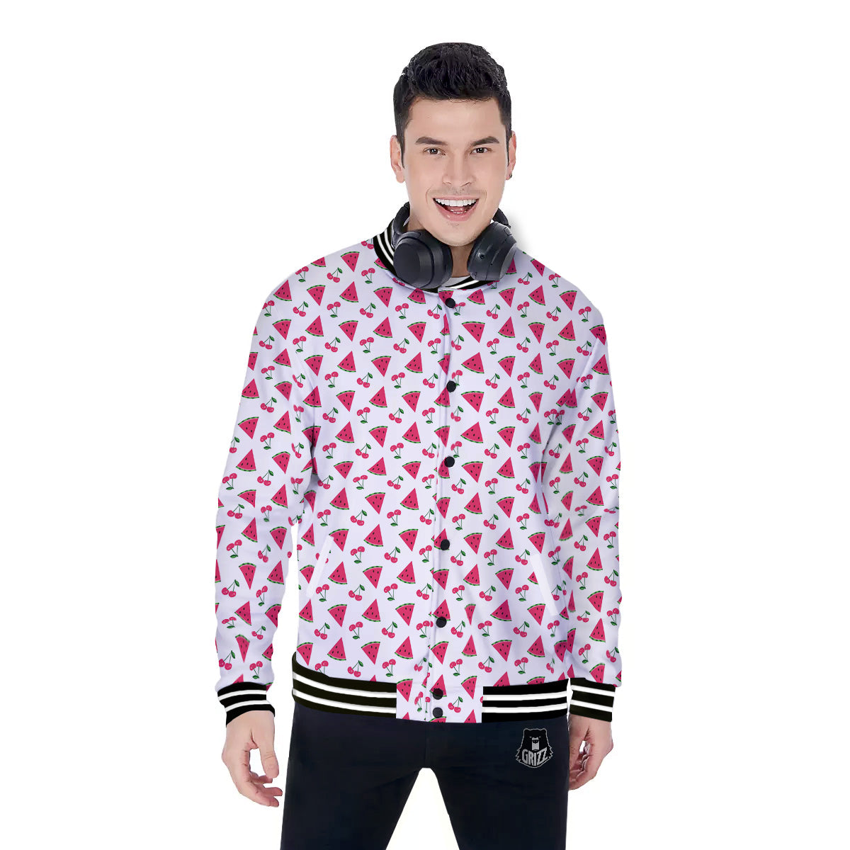 Watermelon Cute Berry Print Pattern Baseball Jacket-grizzshop