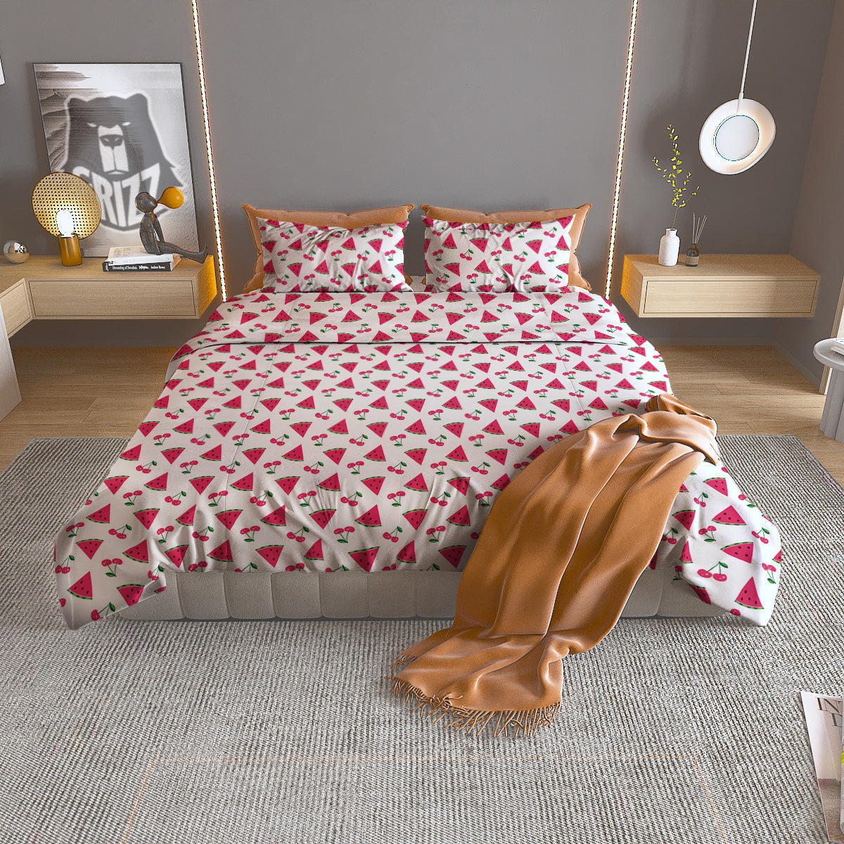 Watermelon Cute Berry Print Pattern Duvet Cover Bedding Set