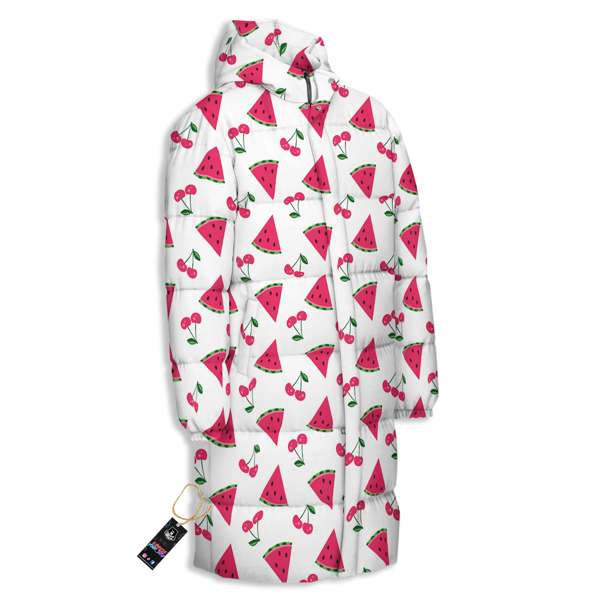 Watermelon Cute Berry Print Pattern Long Down Jacket-grizzshop