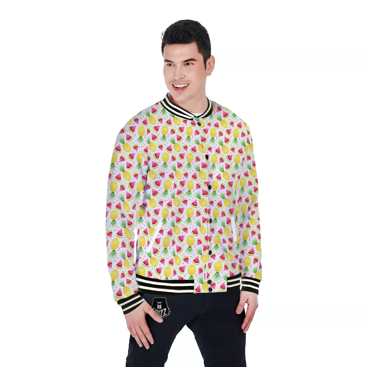 Watermelon Cute Pineapple Print Pattern Baseball Jacket-grizzshop