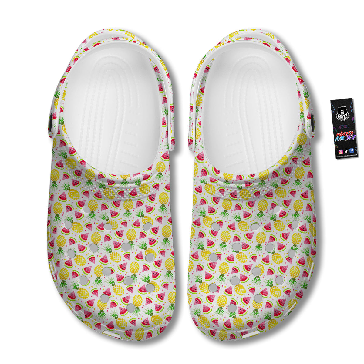Watermelon Cute Pineapple Print Pattern Clog-grizzshop