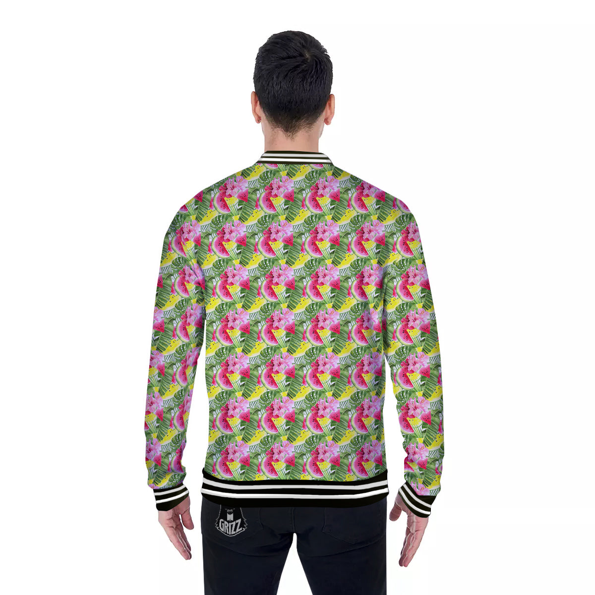 Watermelon Cute Tropical Print Pattern Baseball Jacket-grizzshop