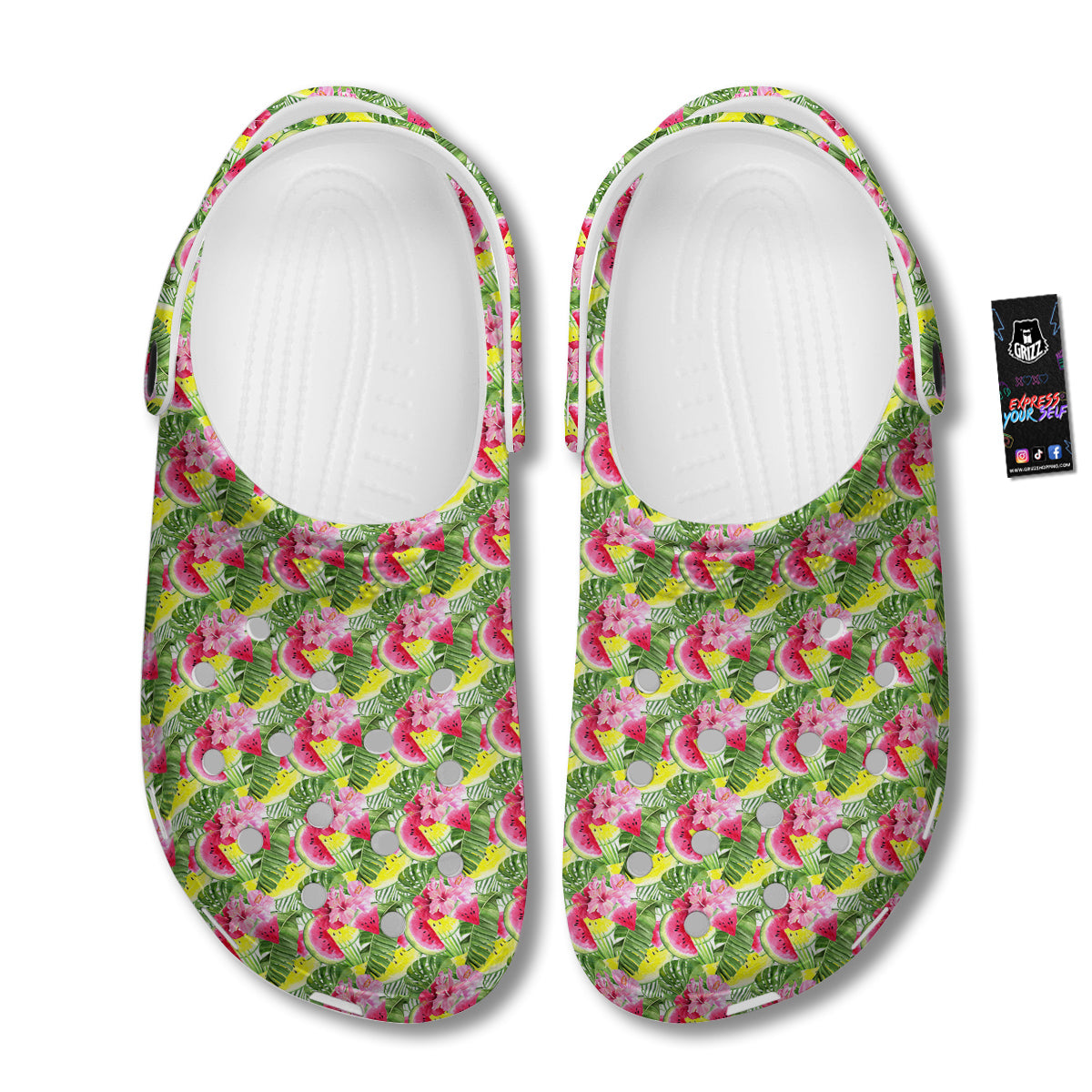 Watermelon Cute Tropical Print Pattern Clog-grizzshop