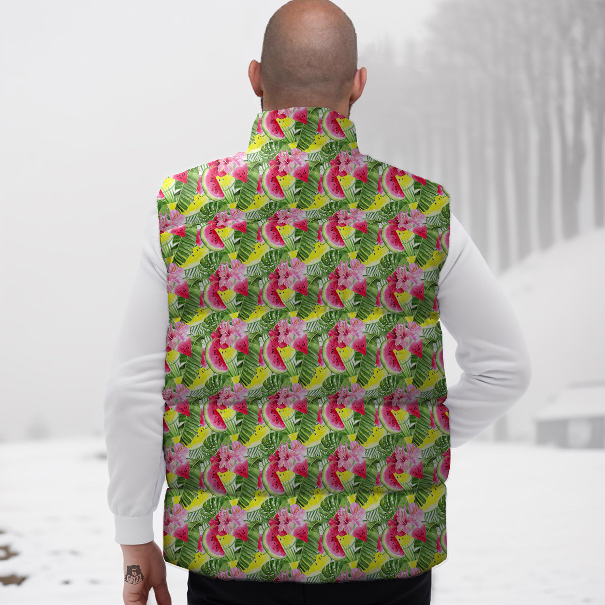 Watermelon Cute Tropical Print Pattern Down Vest-grizzshop