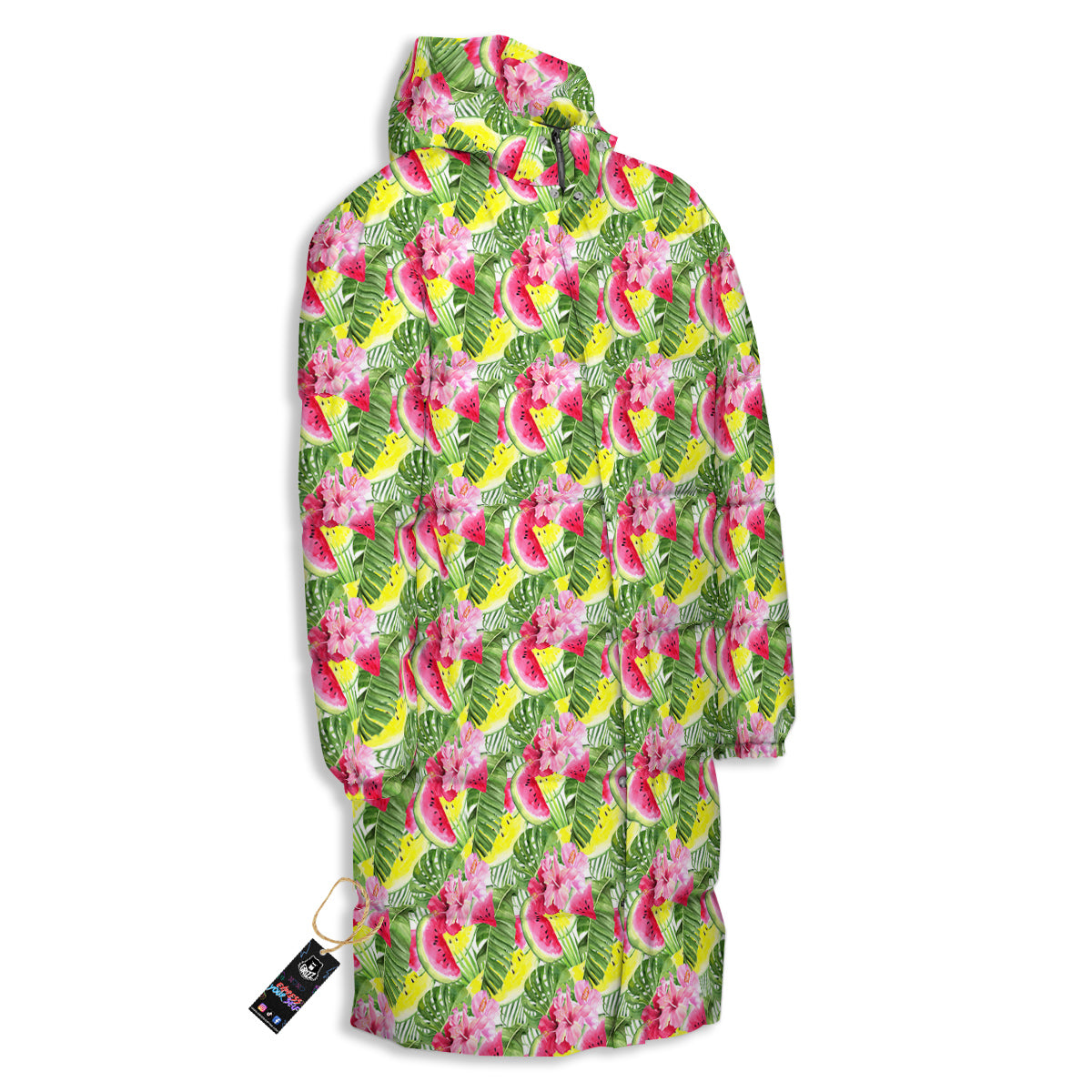 Watermelon Cute Tropical Print Pattern Long Down Jacket-grizzshop