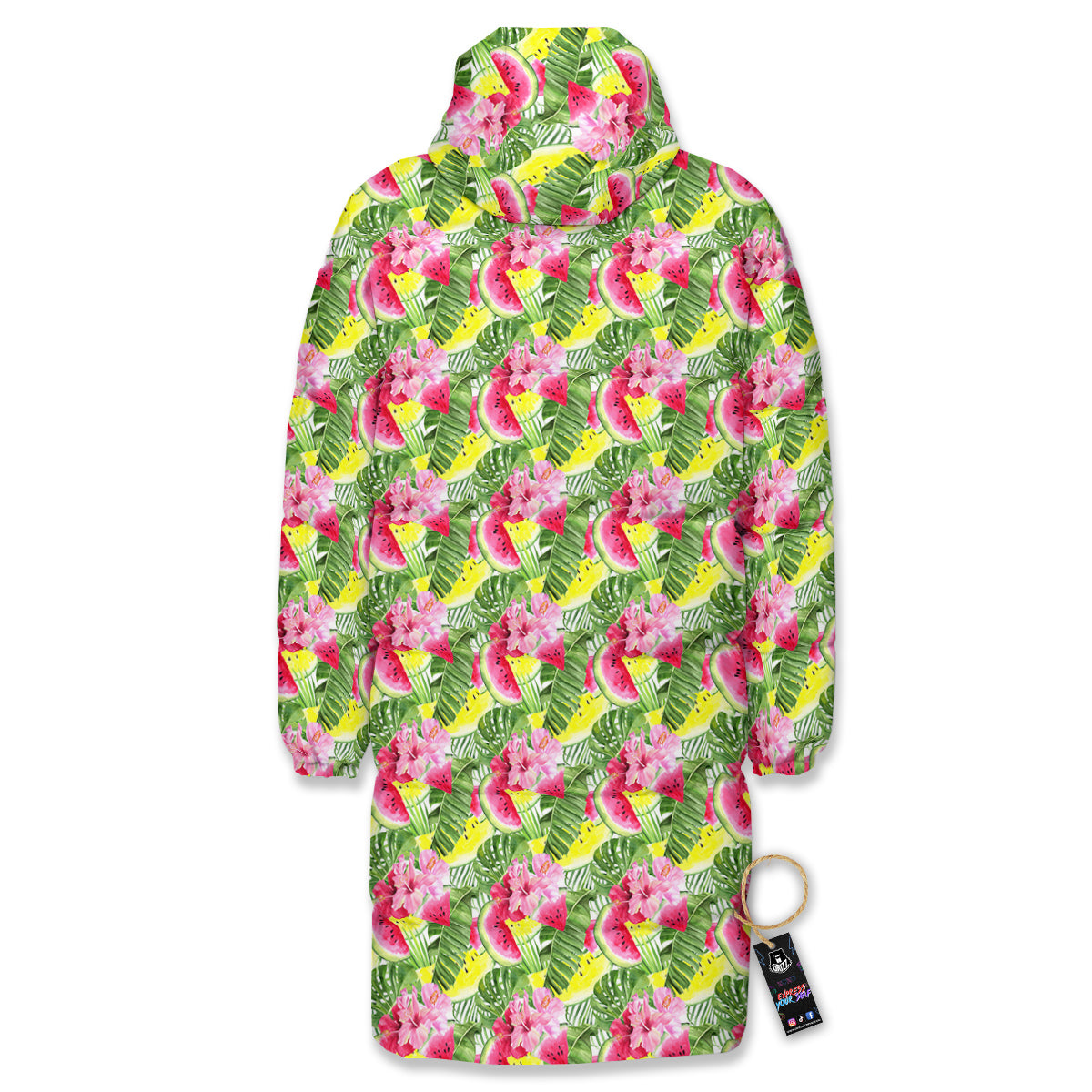 Watermelon Cute Tropical Print Pattern Long Down Jacket-grizzshop