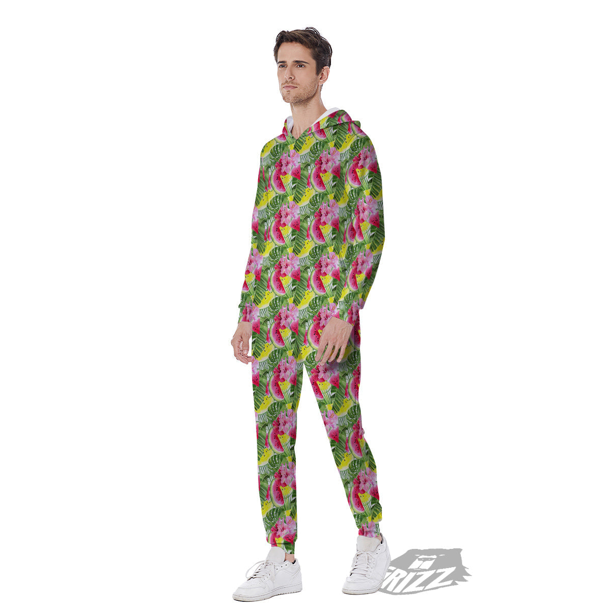 Watermelon Cute Tropical Print Pattern Men's Jumpsuit-grizzshop