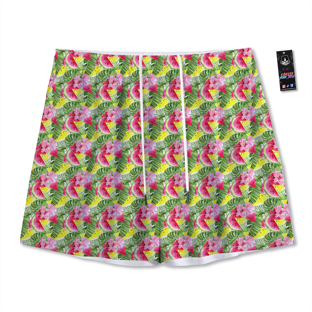 Watermelon Cute Tropical Print Pattern Mesh Shorts-grizzshop
